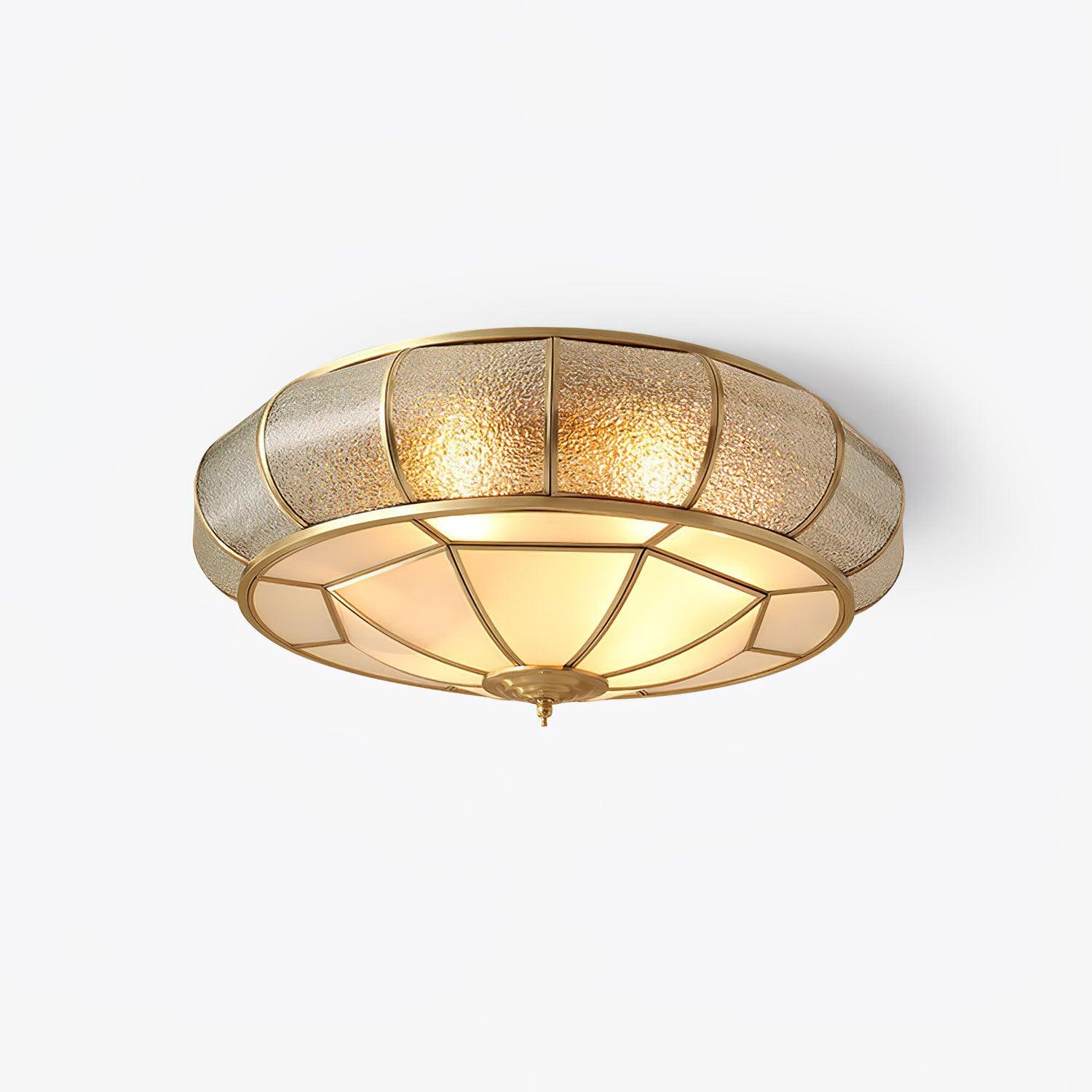 Deu Postmodern Luxury Drum Brass Glass Ceiling Light-Neutral Decor