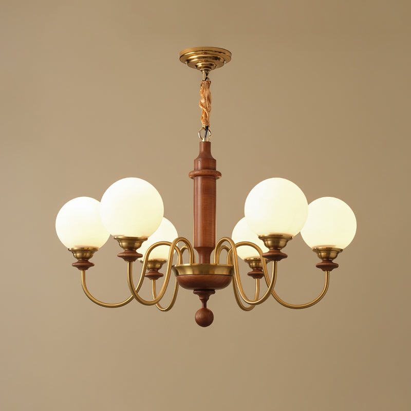 Nyvinia Vintage Brass Glass Chandelier-Neutral Decor