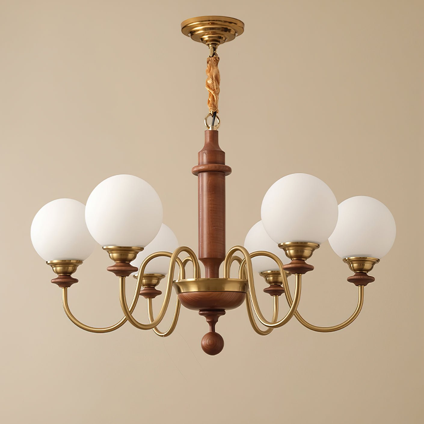 Nyvinia Vintage Brass Glass Chandelier-Neutral Decor