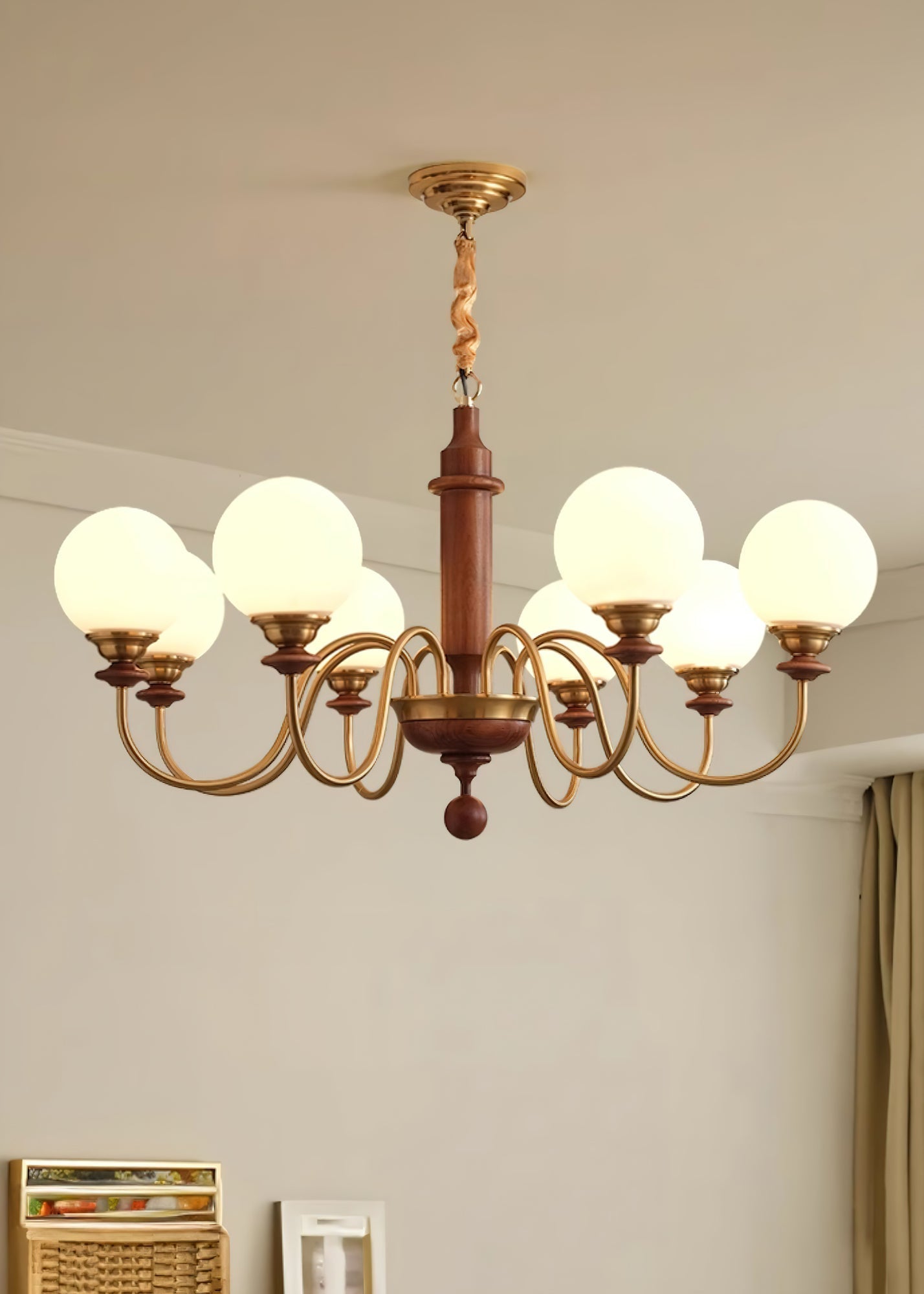 Nyvinia Vintage Brass Glass Chandelier-Neutral Decor