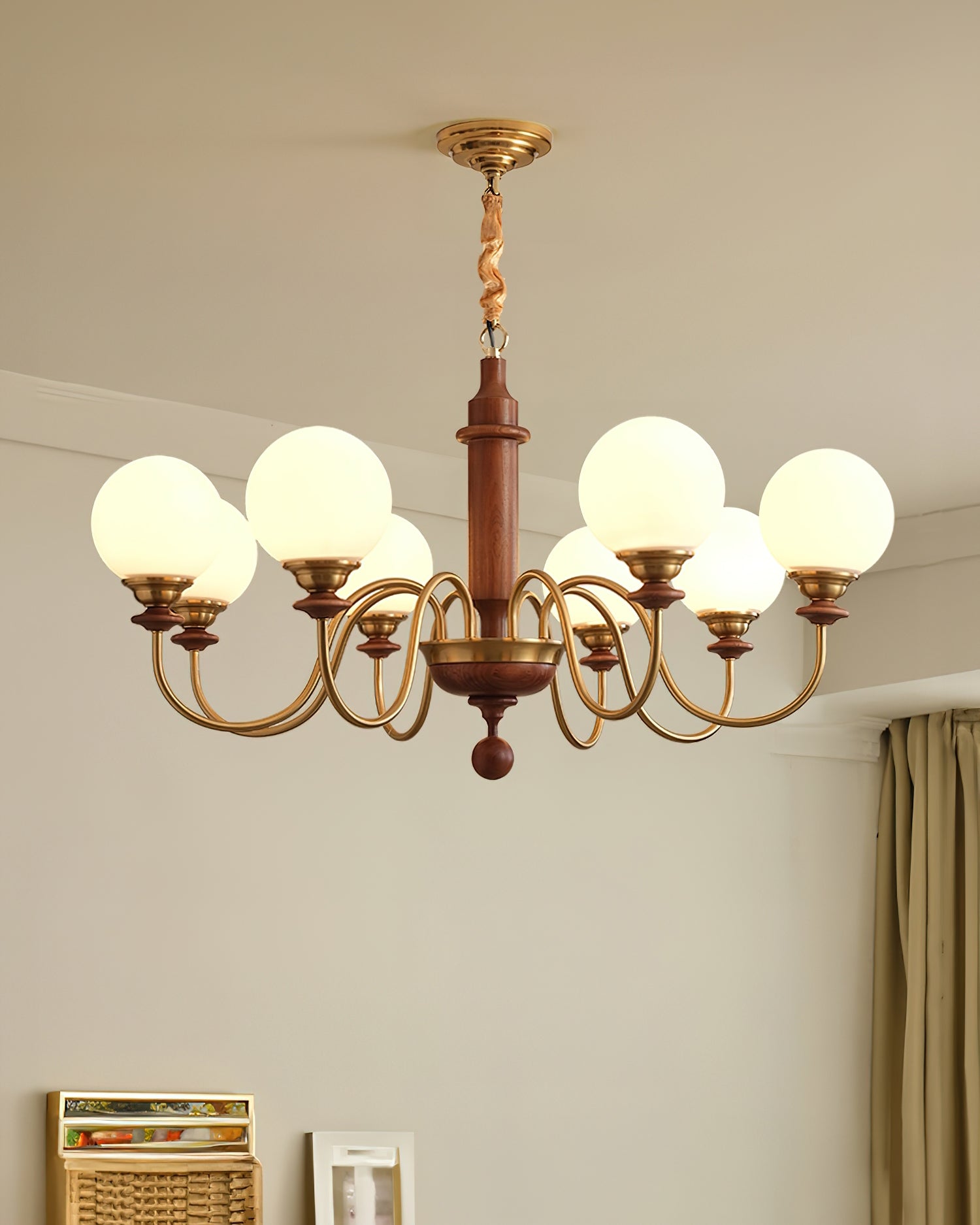 Nyvinia Vintage Brass Glass Chandelier-Neutral Decor