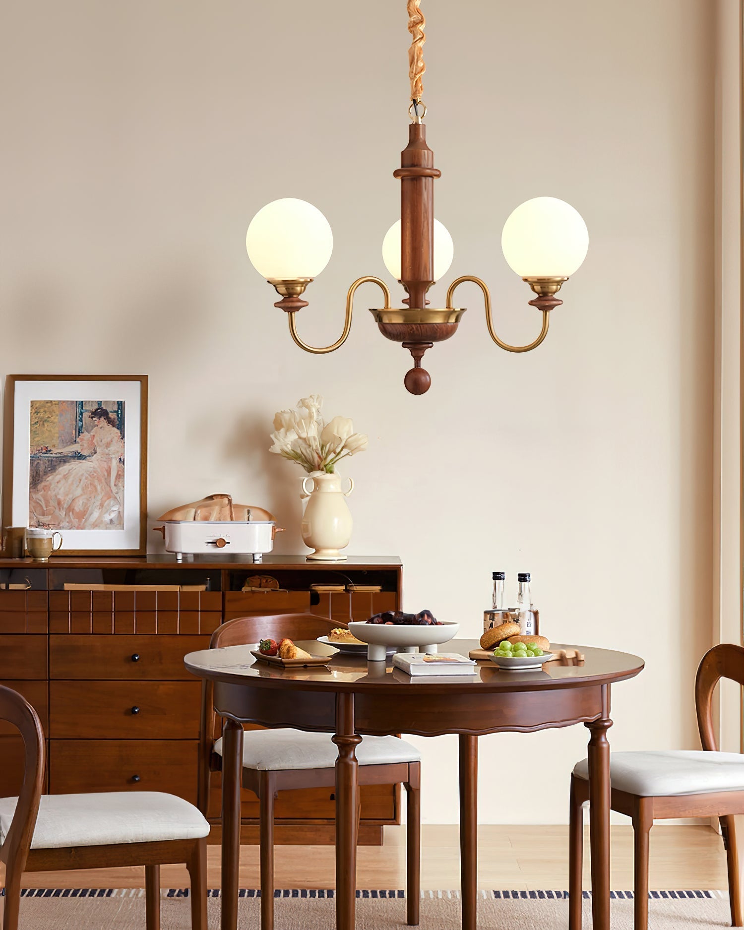 Nyvinia Vintage Brass Glass Chandelier-Neutral Decor