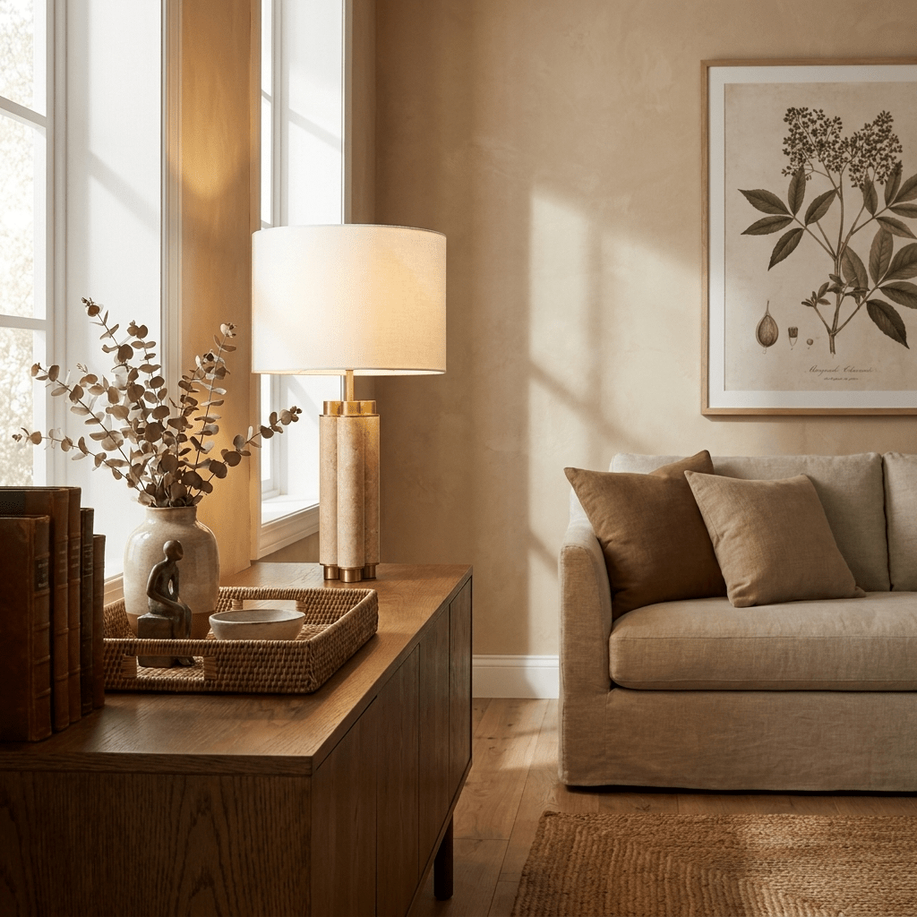 Colonnade Travertine Table Lamp-Neutral Decor