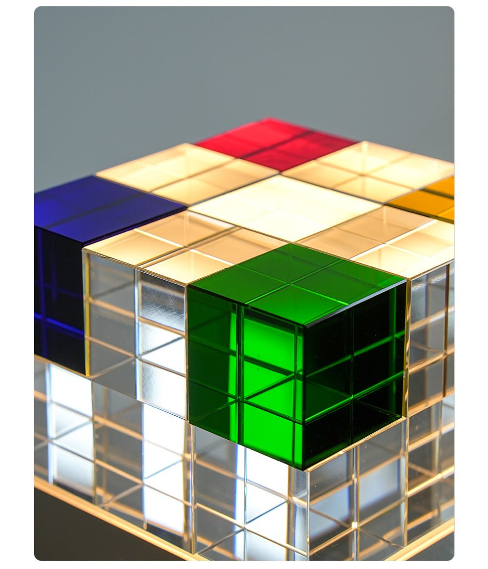 Colored Crystal Cube Table Lamp-Neutral Decor