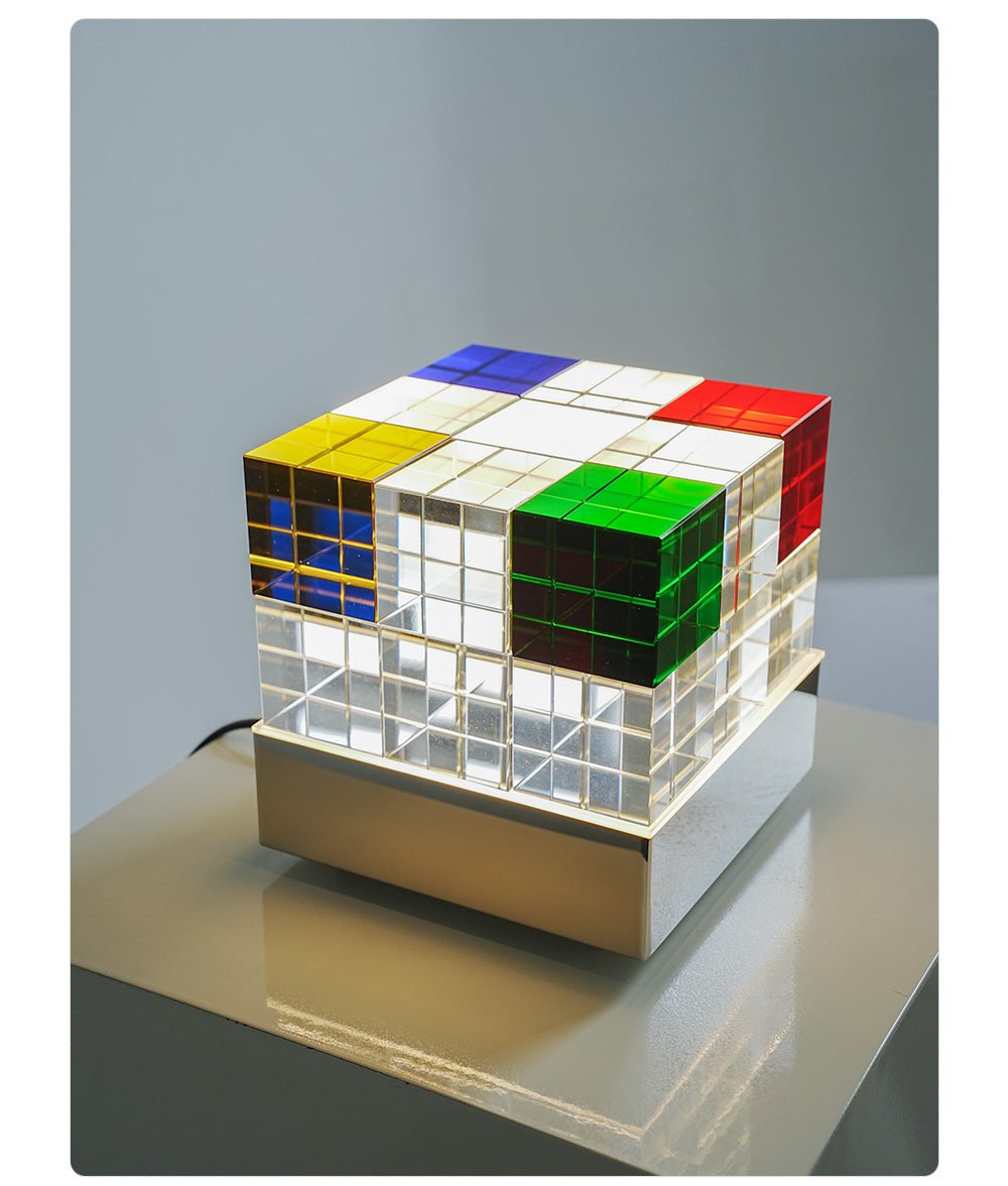Colored Crystal Cube Table Lamp-Neutral Decor