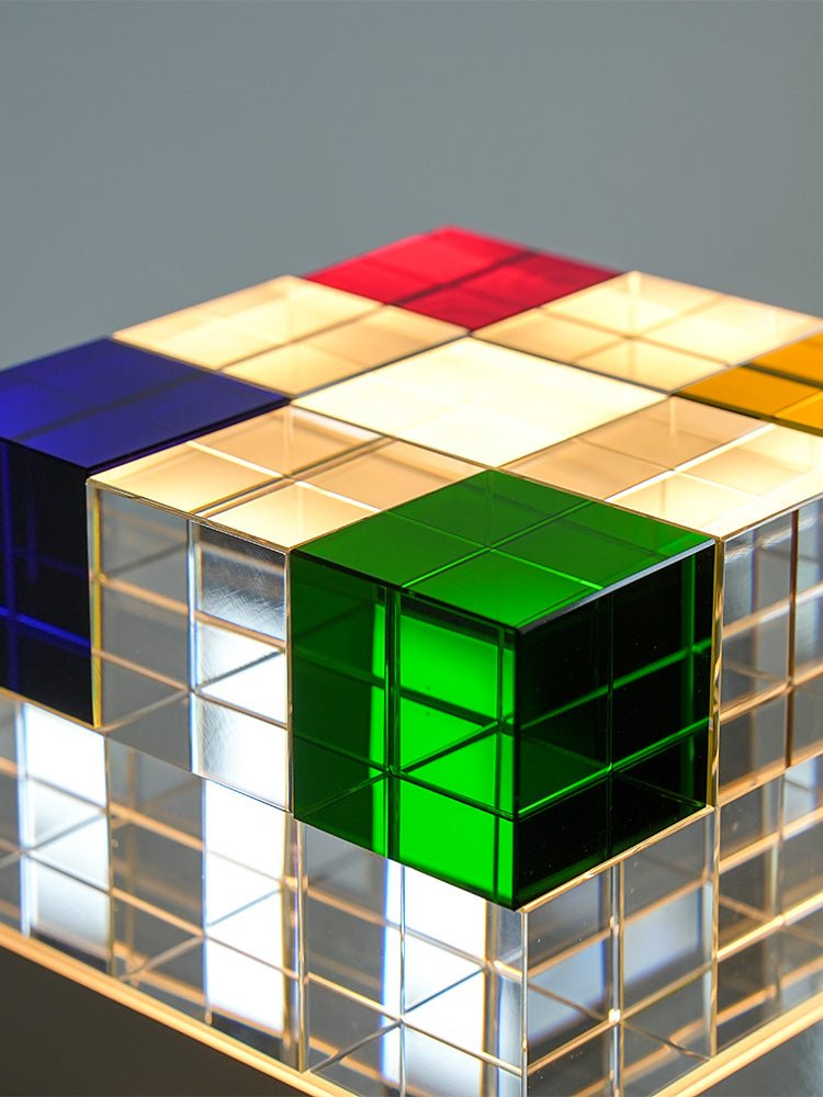 Colored Crystal Cube Table Lamp-Neutral Decor