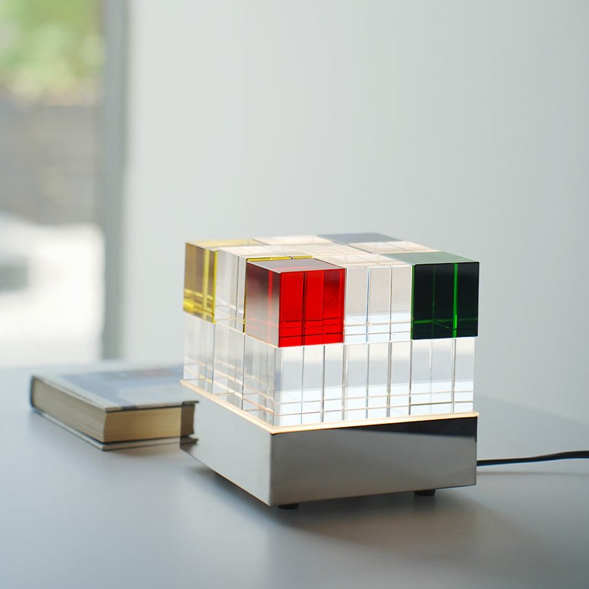 Colored Crystal Cube Table Lamp-Neutral Decor