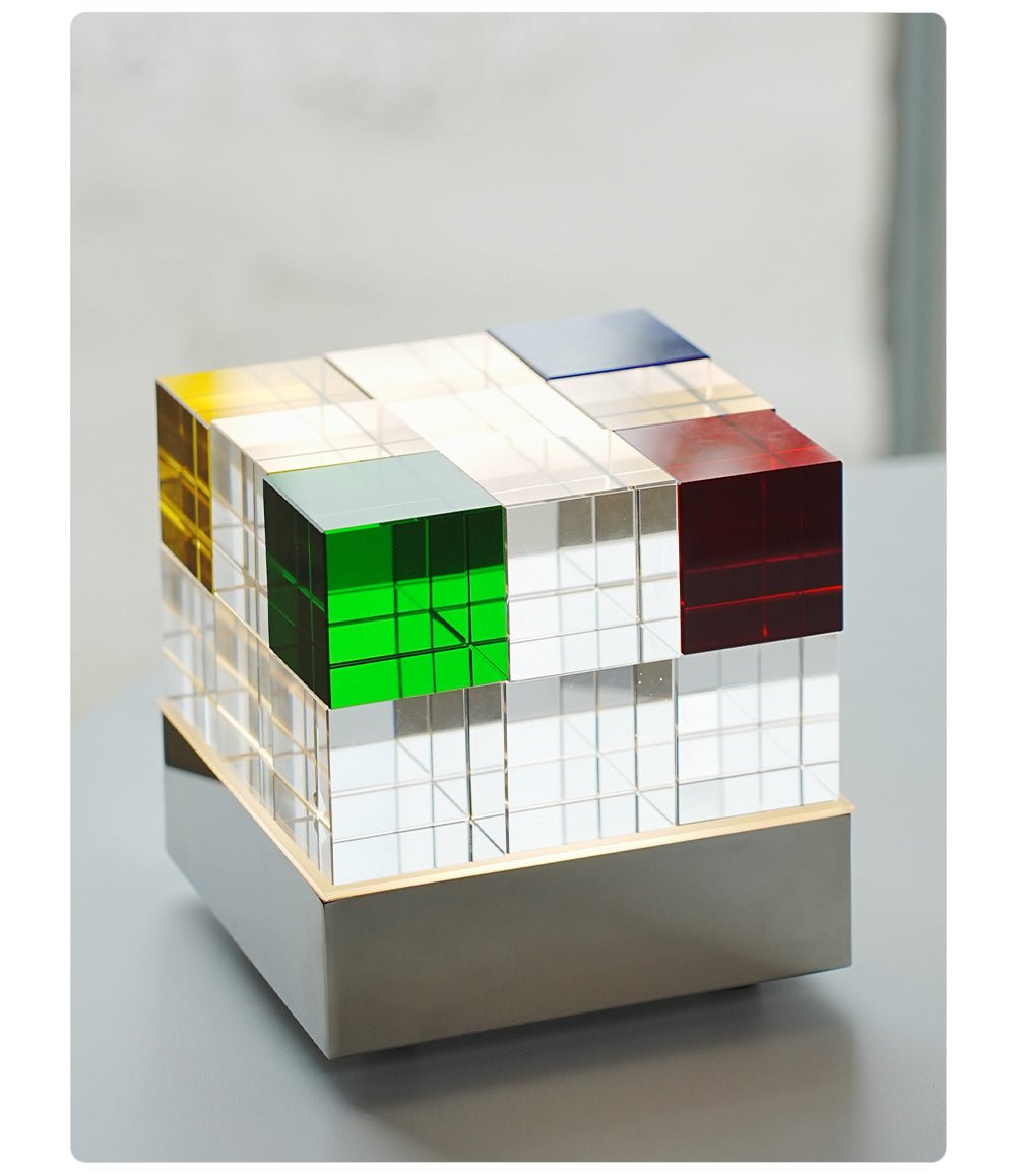 Colored Crystal Cube Table Lamp-Neutral Decor