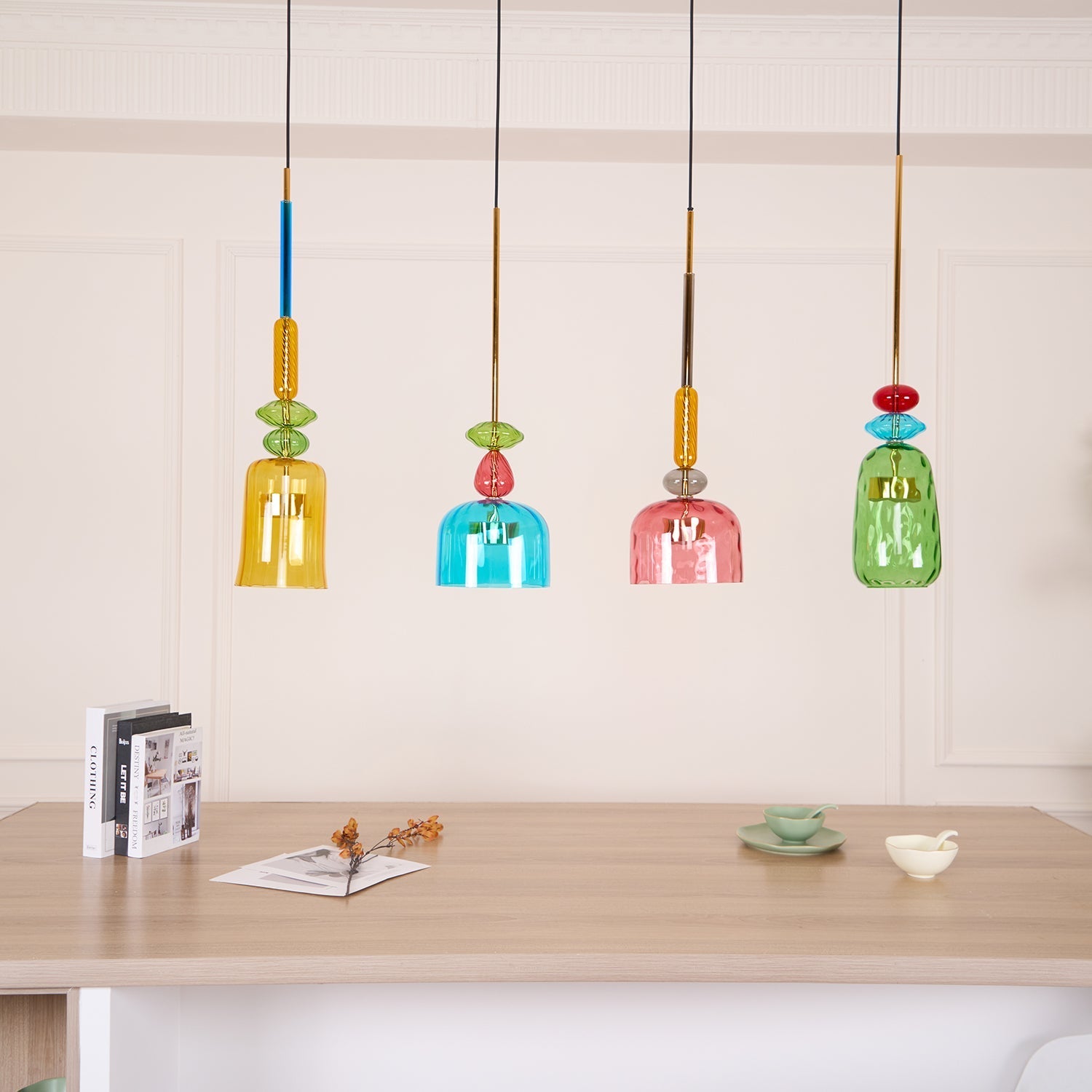 Voshan Bohemian Glass Pendant Lamp-Neutral Decor
