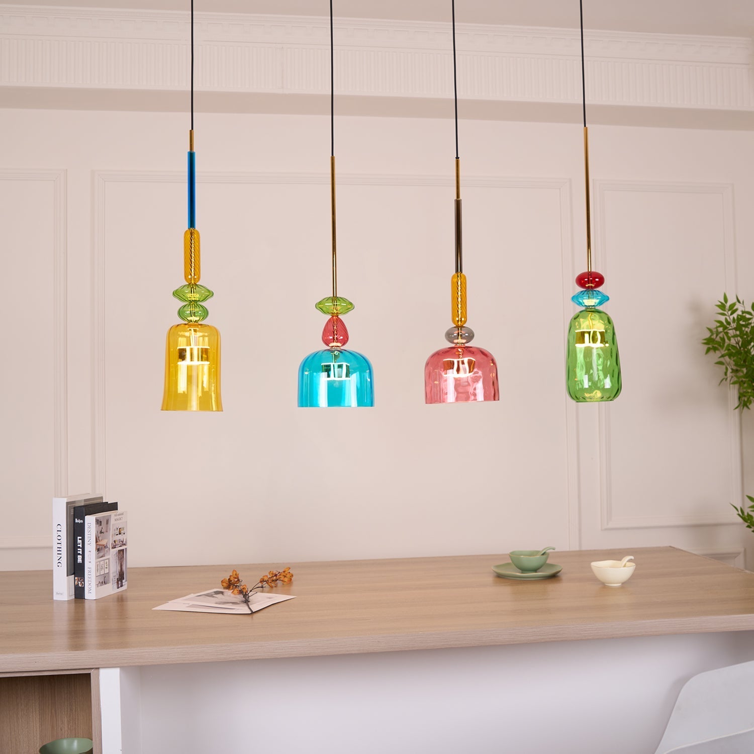 Voshan Bohemian Glass Pendant Lamp-Neutral Decor