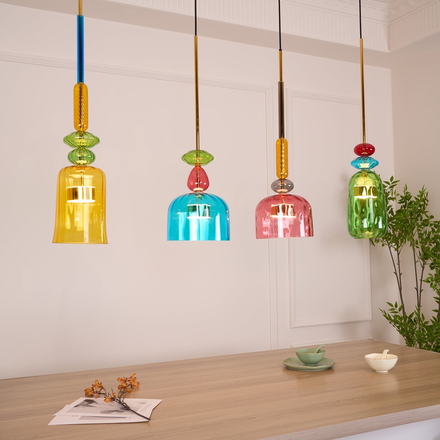Voshan Bohemian Glass Pendant Lamp-Neutral Decor