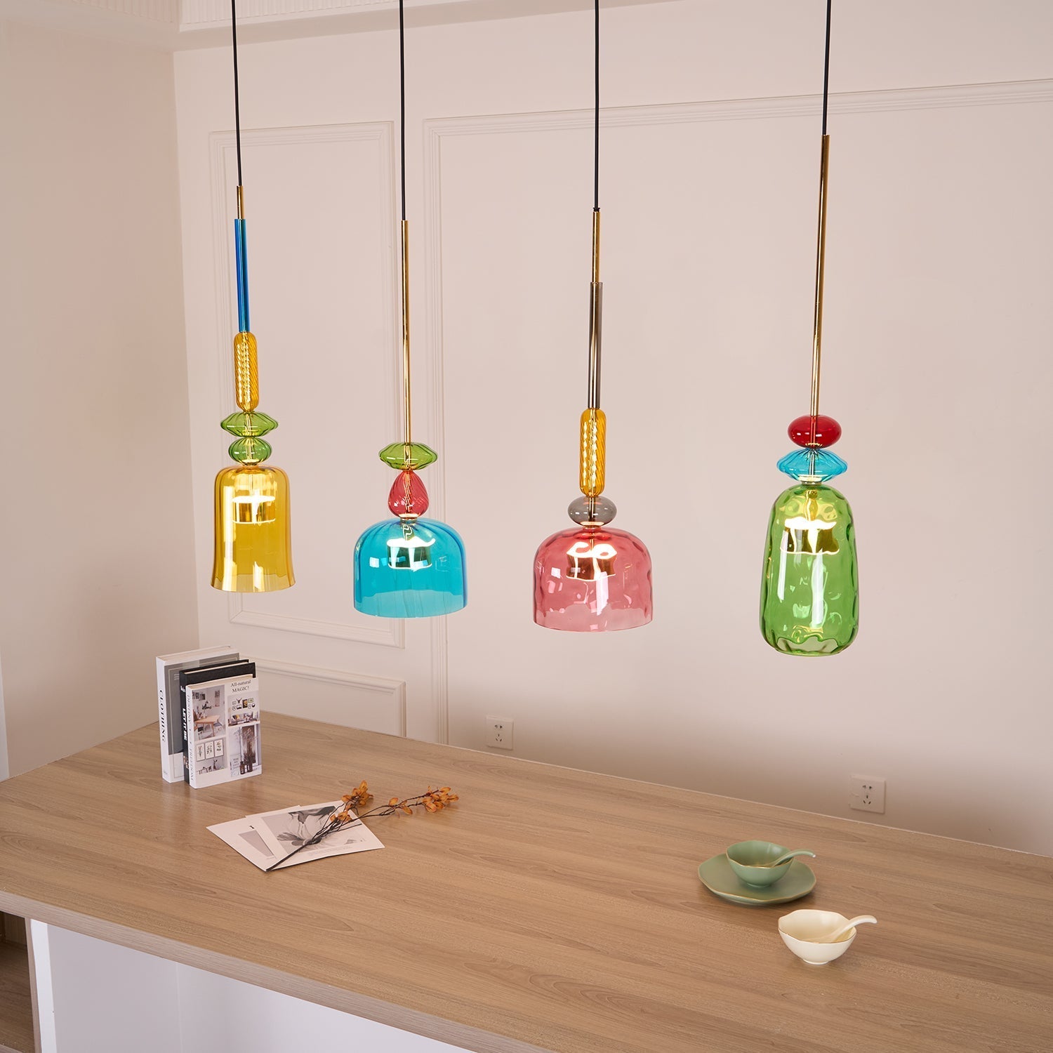 Voshan Bohemian Glass Pendant Lamp-Neutral Decor