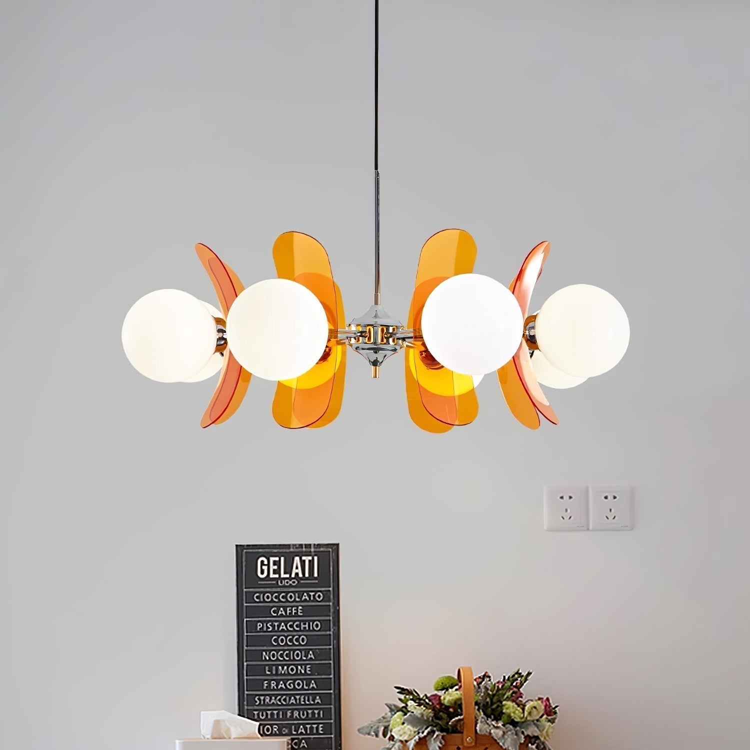 Prism Creativity Sputnik Orange Glass Chandelier-Neutral Decor