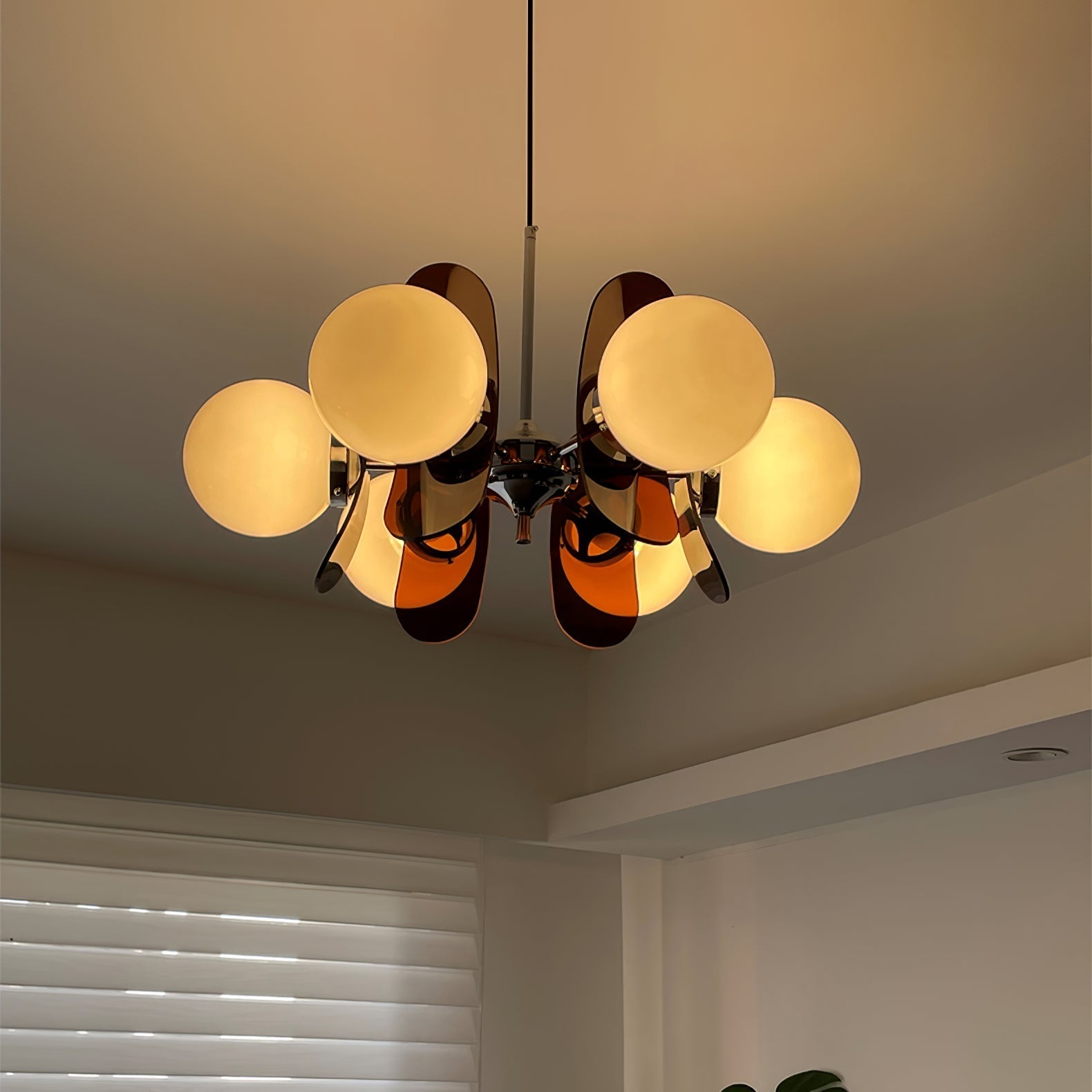 Prism Creativity Sputnik Orange Glass Chandelier-Neutral Decor
