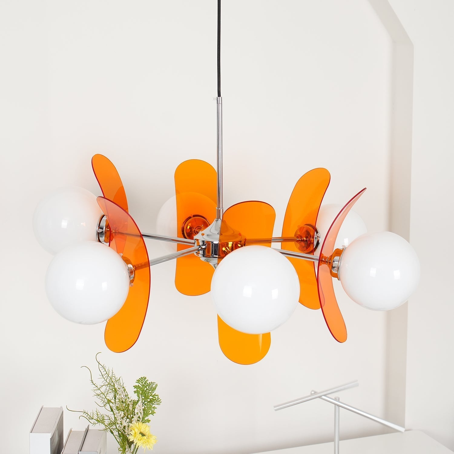 Prism Creativity Sputnik Orange Glass Chandelier-Neutral Decor