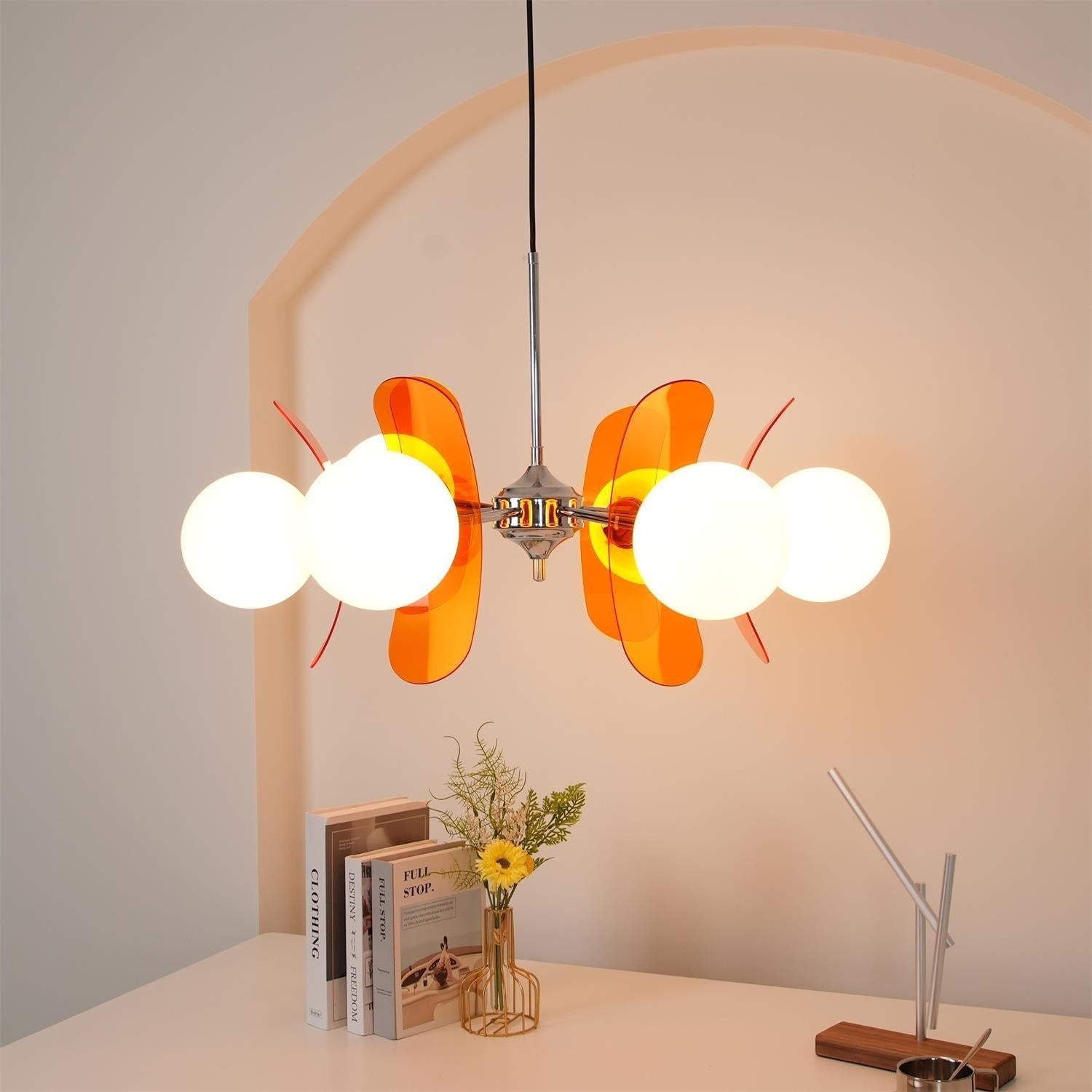 Prism Creativity Sputnik Orange Glass Chandelier-Neutral Decor