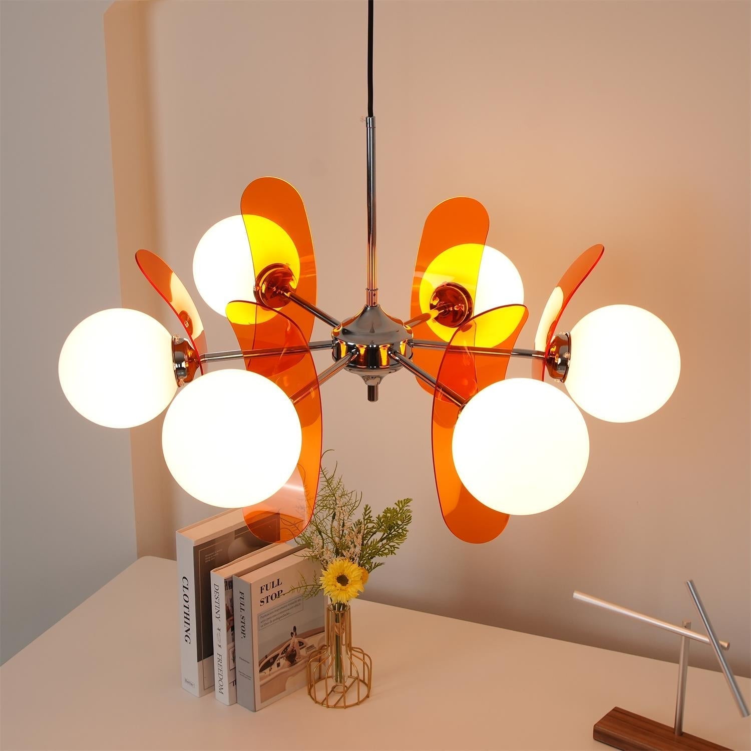 Prism Creativity Sputnik Orange Glass Chandelier-Neutral Decor