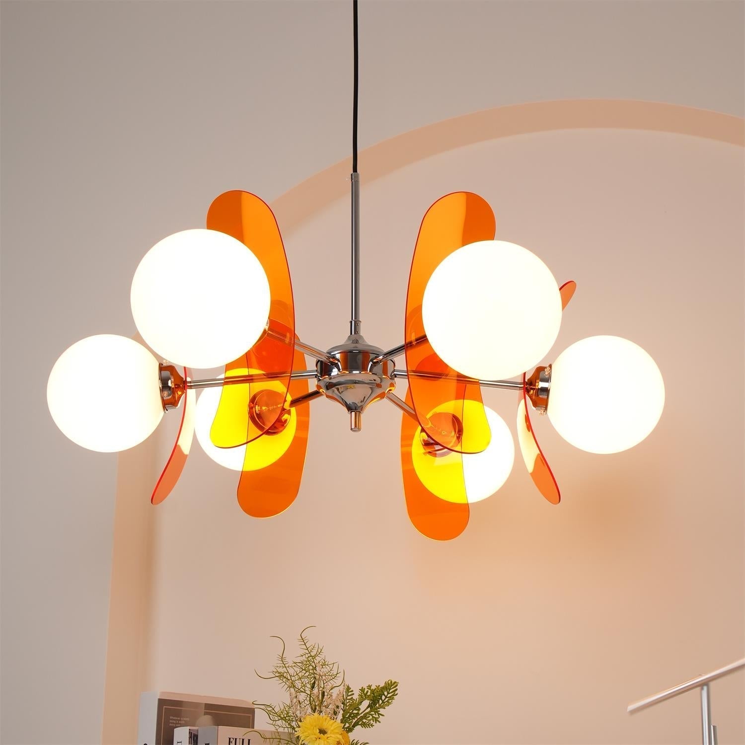 Prism Creativity Sputnik Orange Glass Chandelier-Neutral Decor