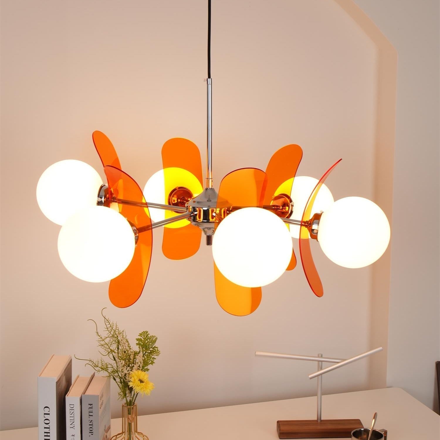Prism Creativity Sputnik Orange Glass Chandelier-Neutral Decor