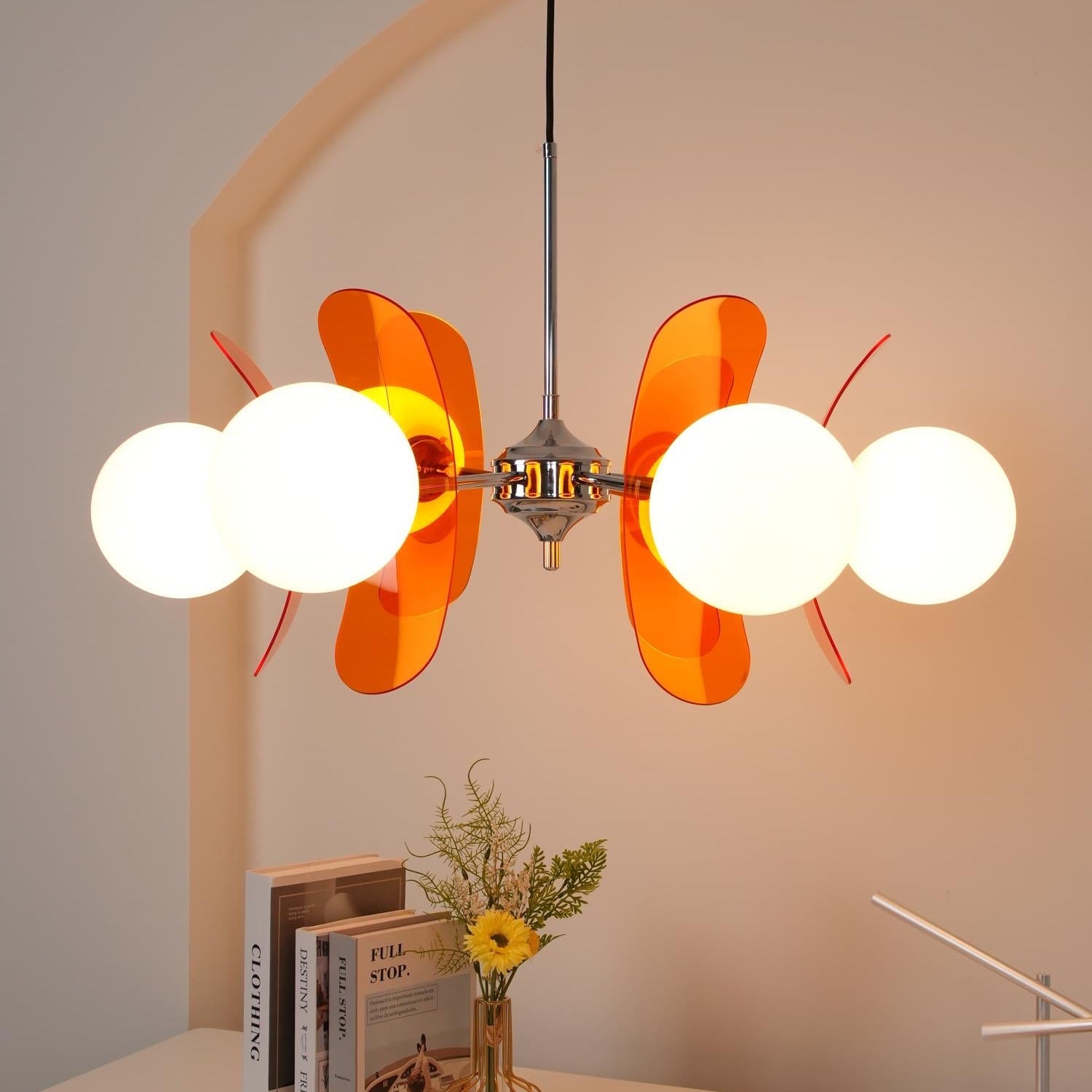 Prism Creativity Sputnik Orange Glass Chandelier-Neutral Decor