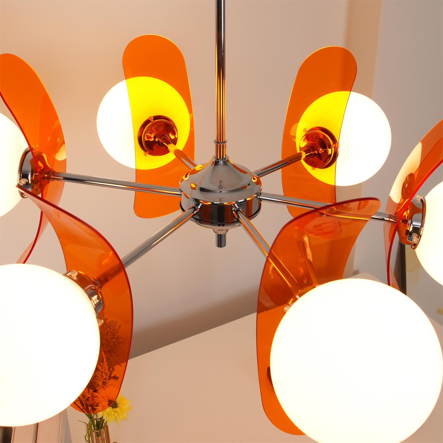 Prism Creativity Sputnik Orange Glass Chandelier-Neutral Decor