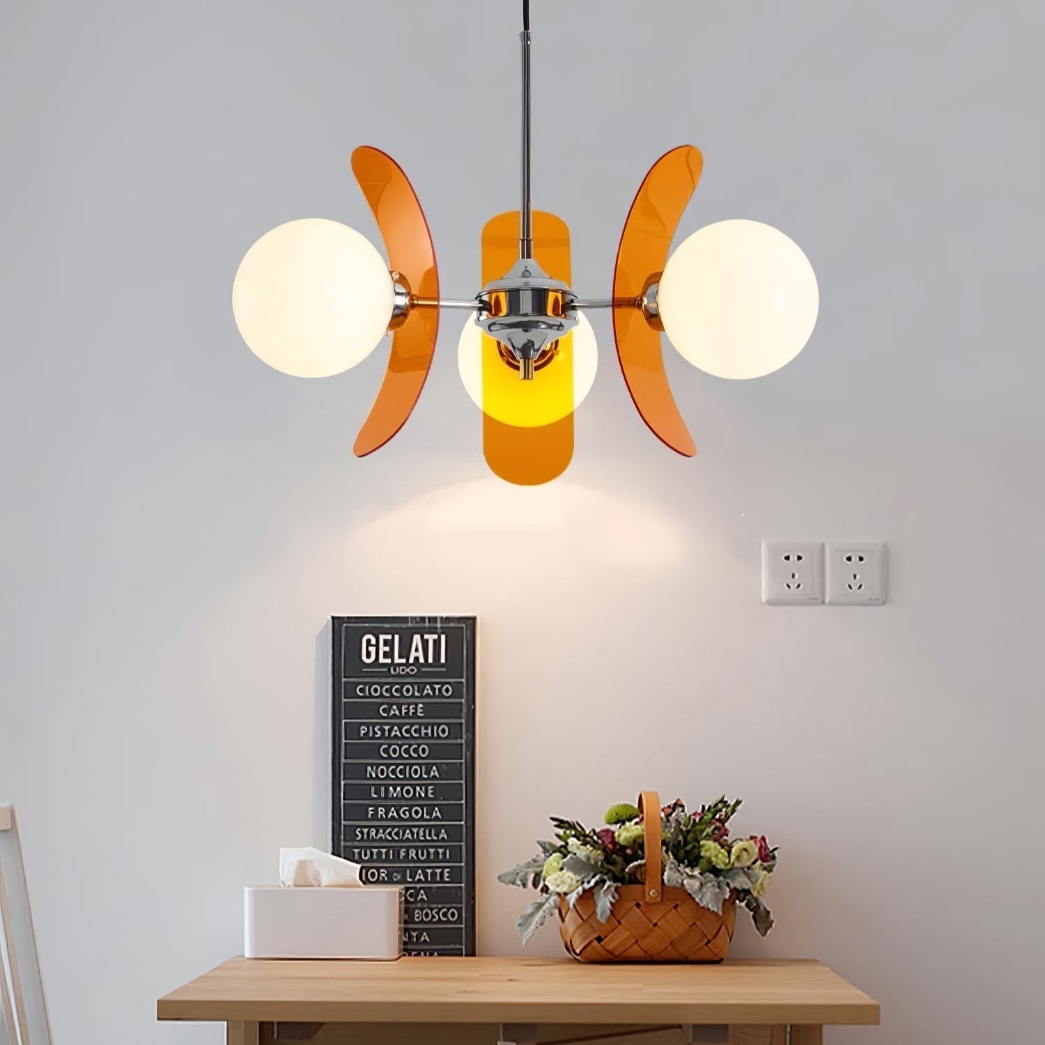 Prism Creativity Sputnik Orange Glass Chandelier-Neutral Decor