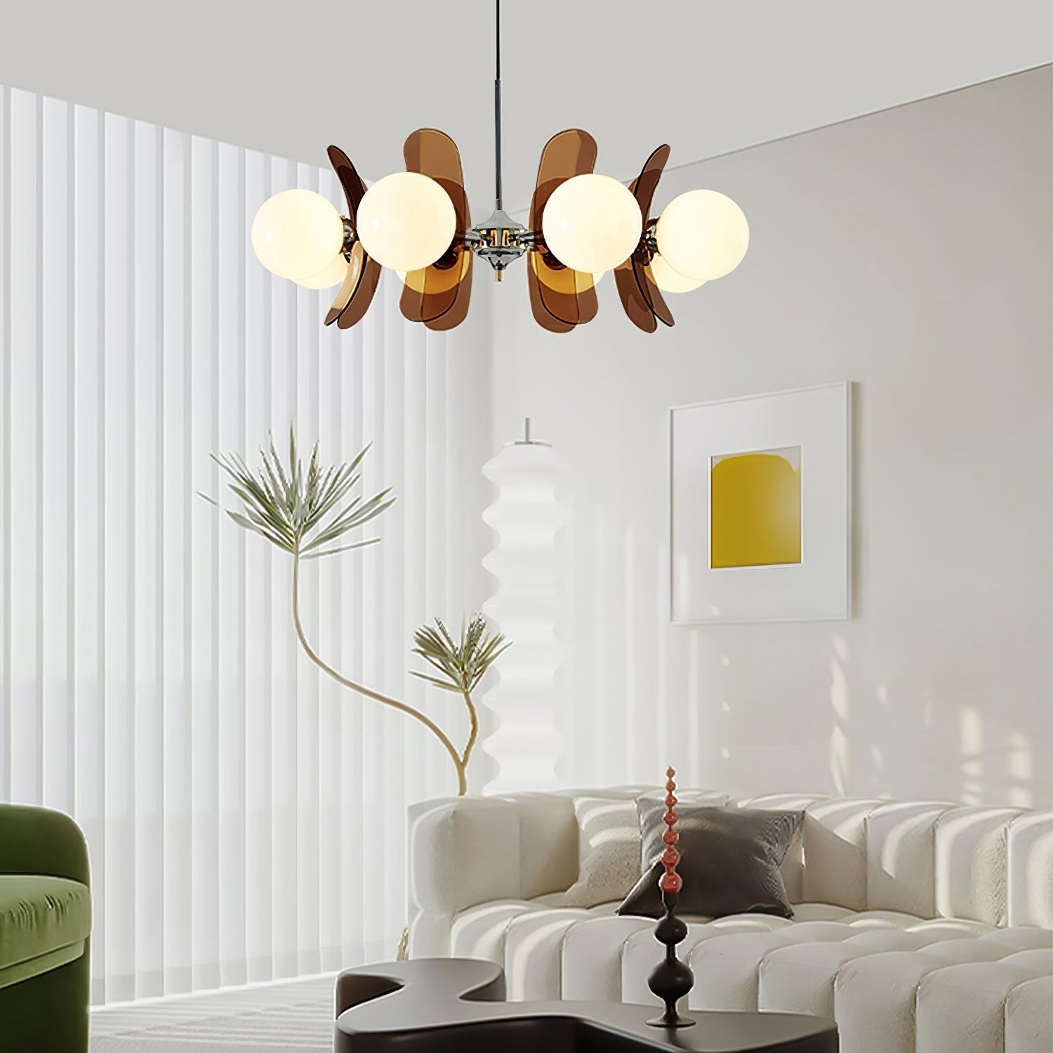 Prism Creativity Sputnik Orange Glass Chandelier-Neutral Decor