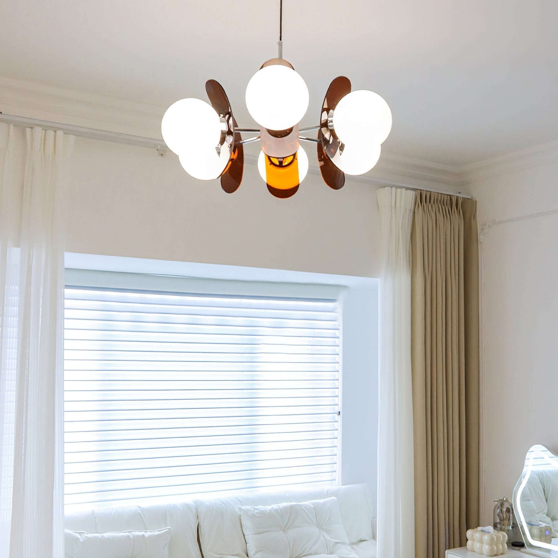 Prism Creativity Sputnik Orange Glass Chandelier-Neutral Decor