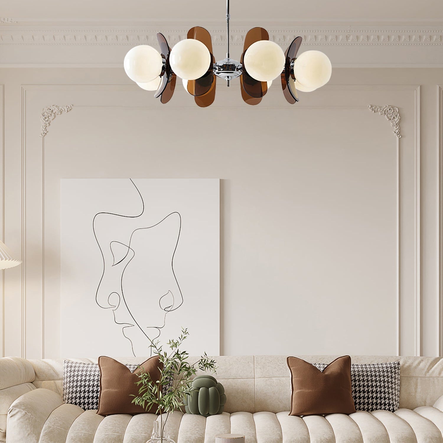 Prism Creativity Sputnik Orange Glass Chandelier-Neutral Decor