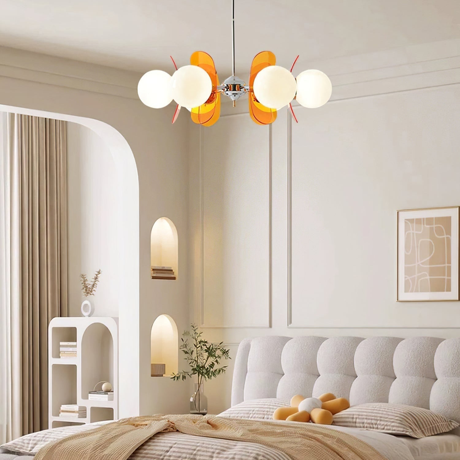 Prism Creativity Sputnik Orange Glass Chandelier-Neutral Decor