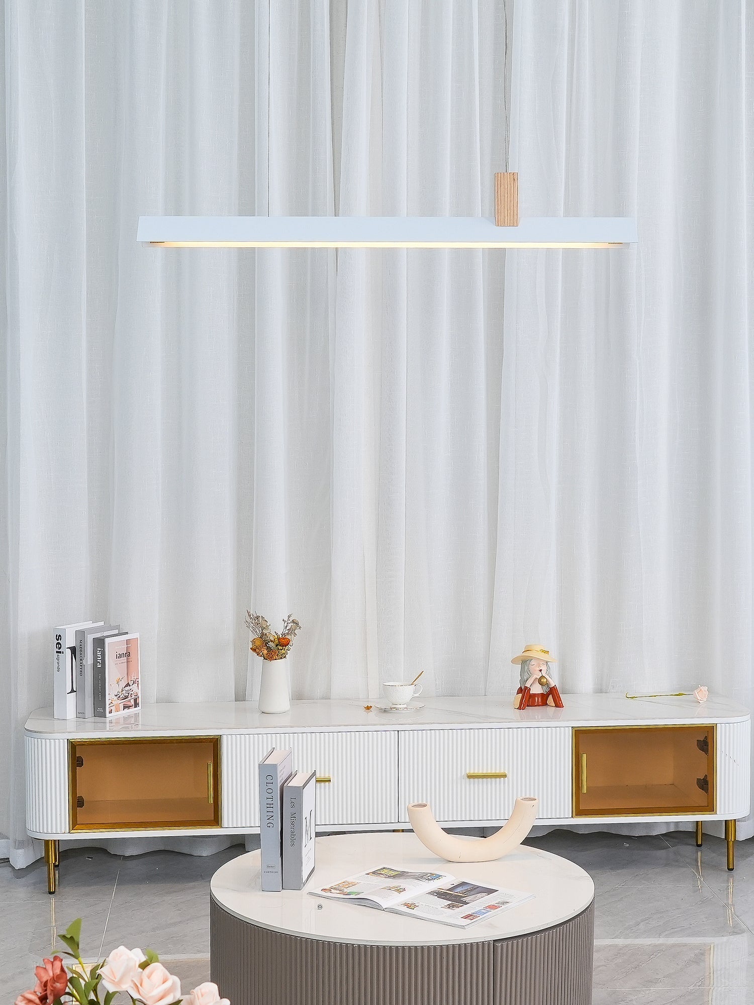 Linea Minimalist Wooden Pendant Light-Neutral Decor