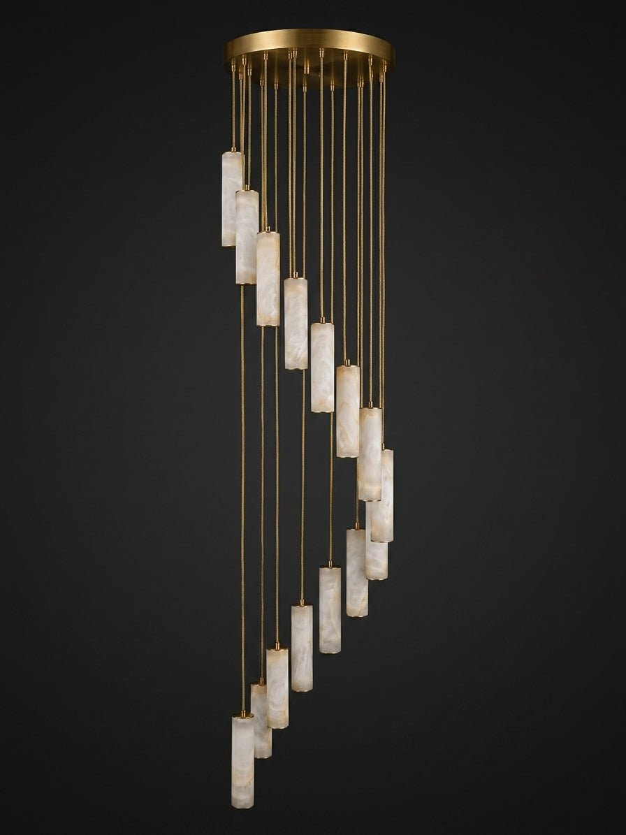 Column Alabaster Staircase Chandelier-Neutral Decor