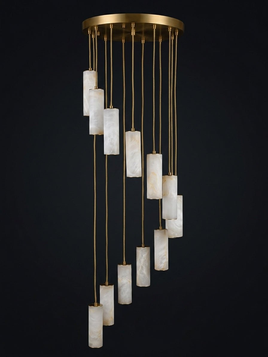 Column Alabaster Staircase Chandelier-Neutral Decor