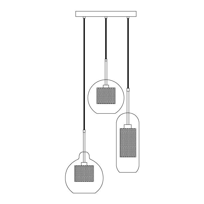 Lustra Pendant Lamp Glass Gold Mesh for Dining Room-Neutral Decor