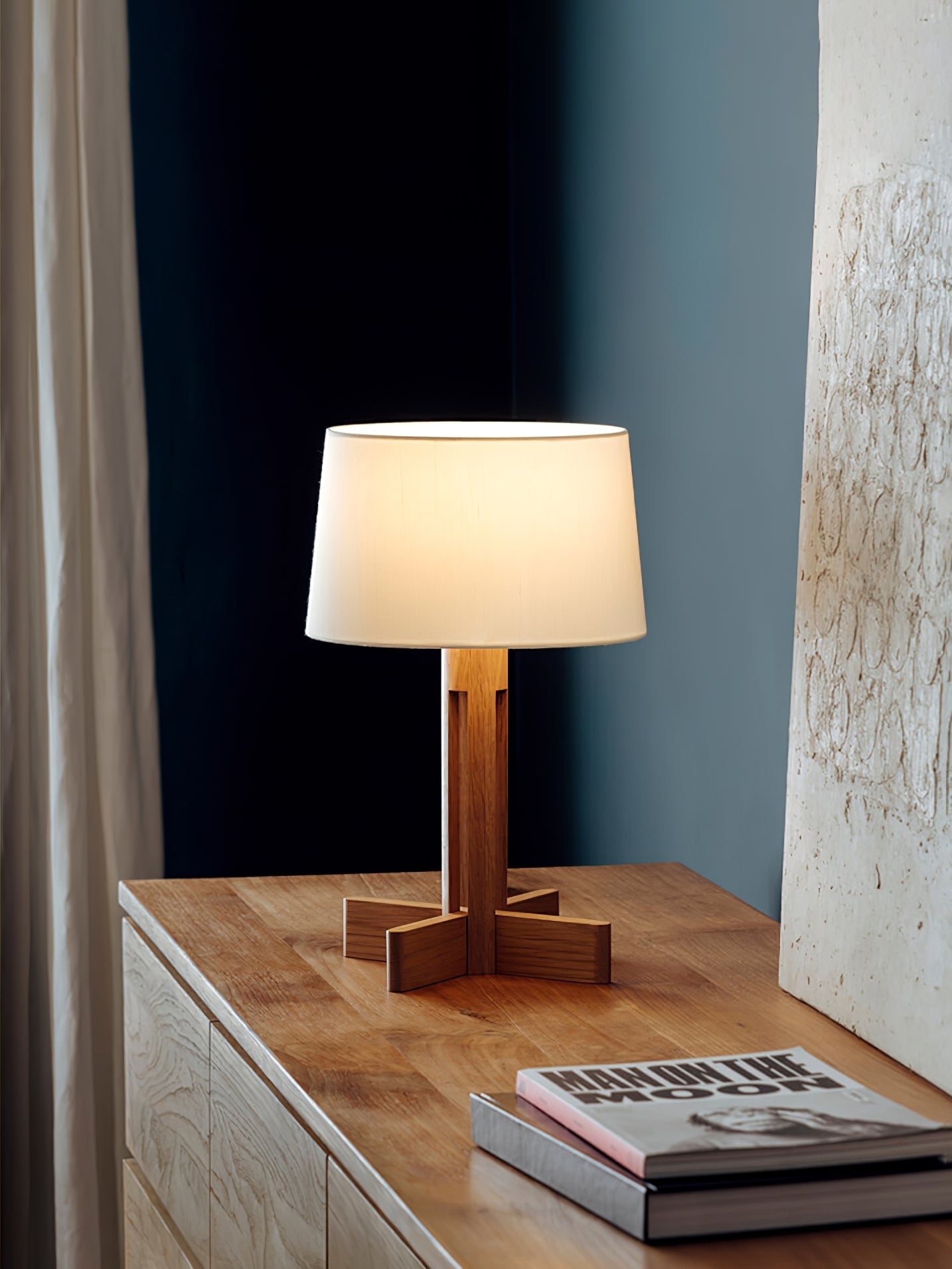 Axel Wood & Fabric Contemporary Table Lamp-Neutral Decor