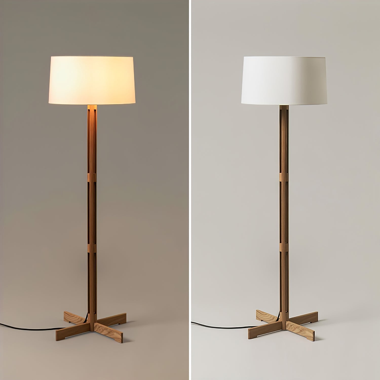 Quayen Wood Fabric Classic Floor Lamp-Neutral Decor
