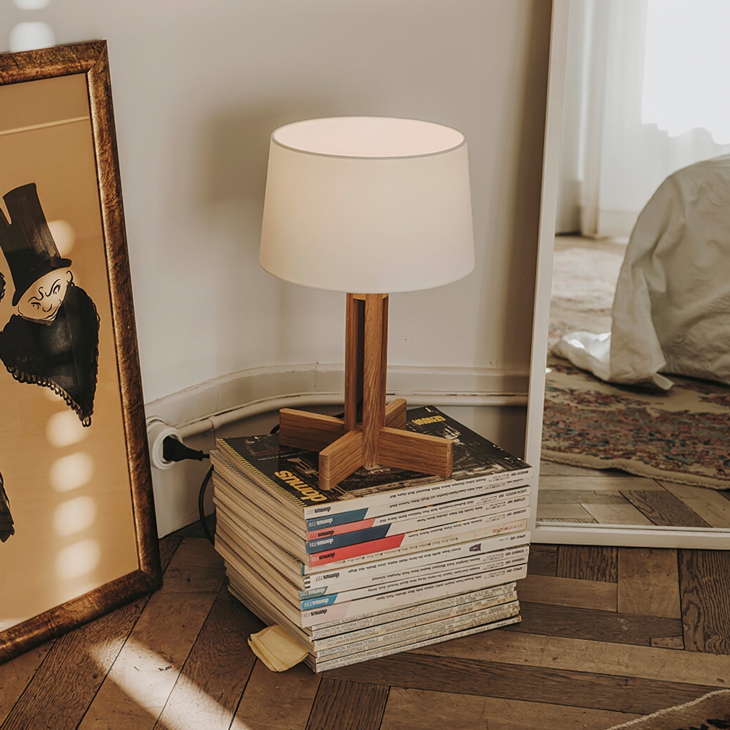 Axel Wood & Fabric Contemporary Table Lamp-Neutral Decor