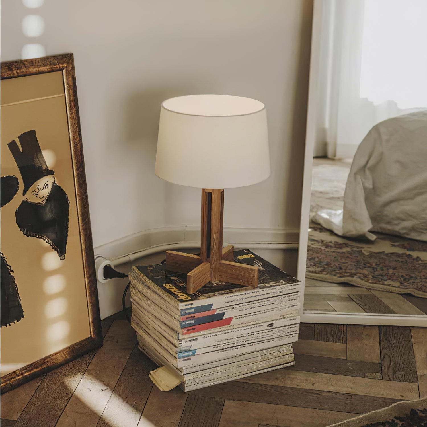 Axel Wood & Fabric Contemporary Table Lamp-Neutral Decor