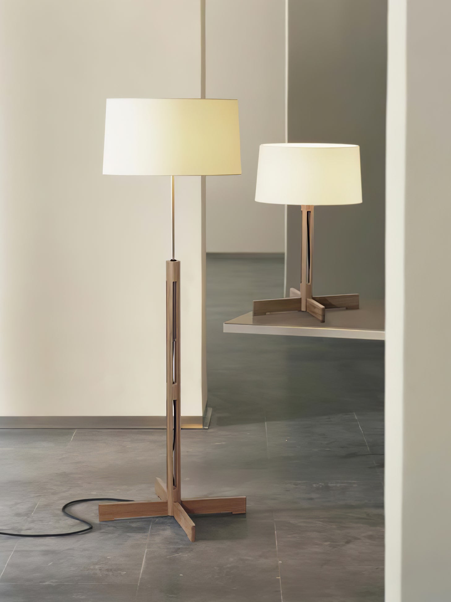 Axel Wood & Fabric Contemporary Table Lamp-Neutral Decor