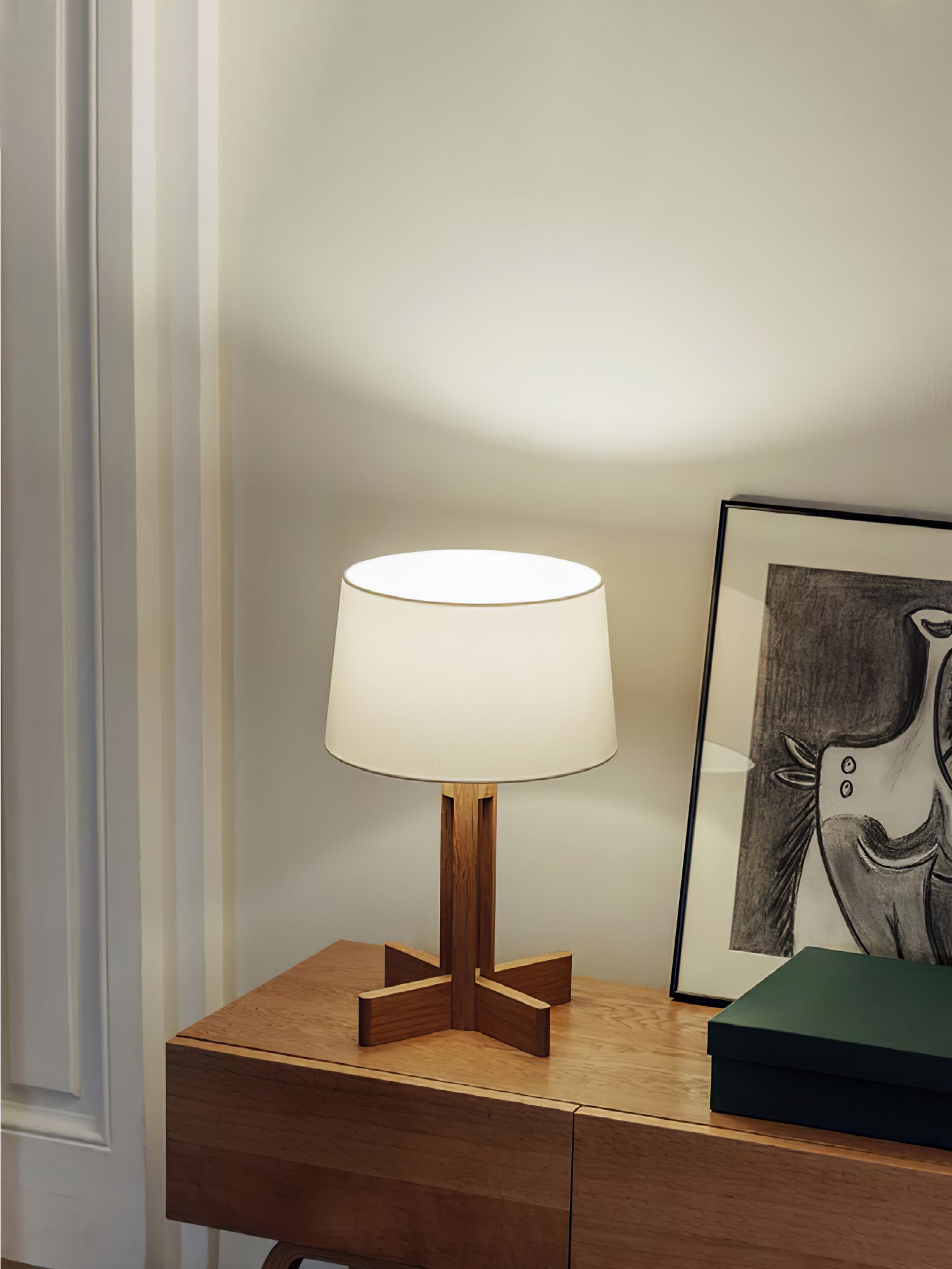 Axel Wood & Fabric Contemporary Table Lamp-Neutral Decor