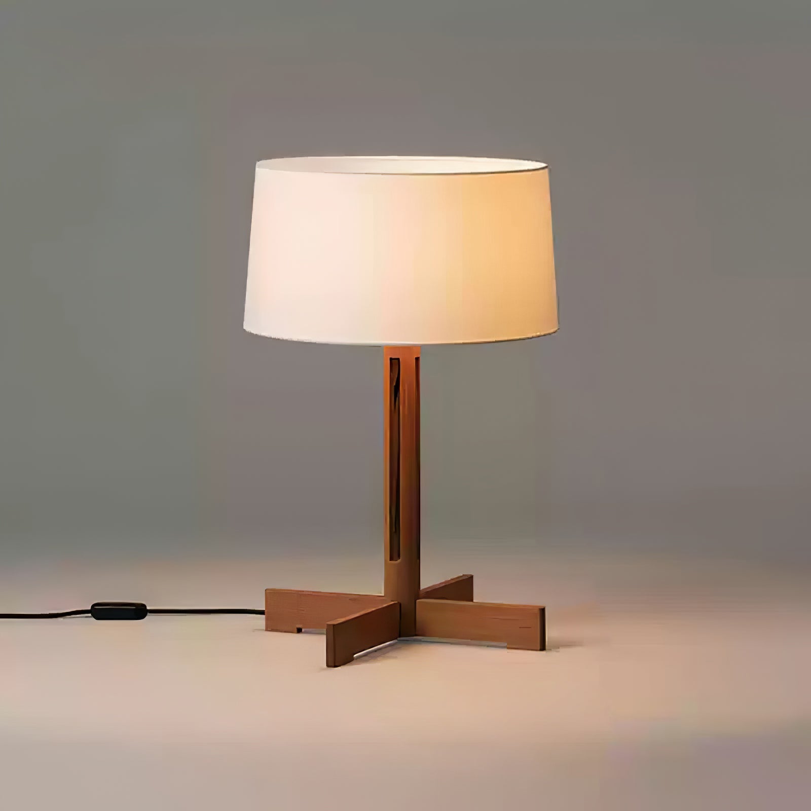 Axel Wood & Fabric Contemporary Table Lamp-Neutral Decor