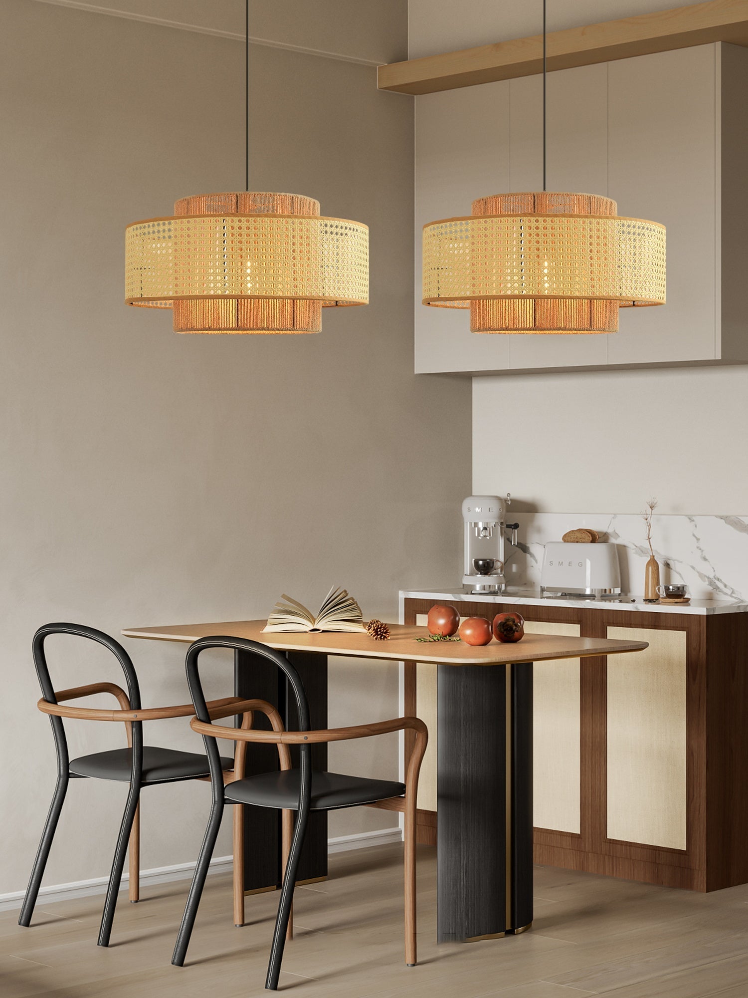 Crigen Concentric Rattan Pendant Light-Neutral Decor