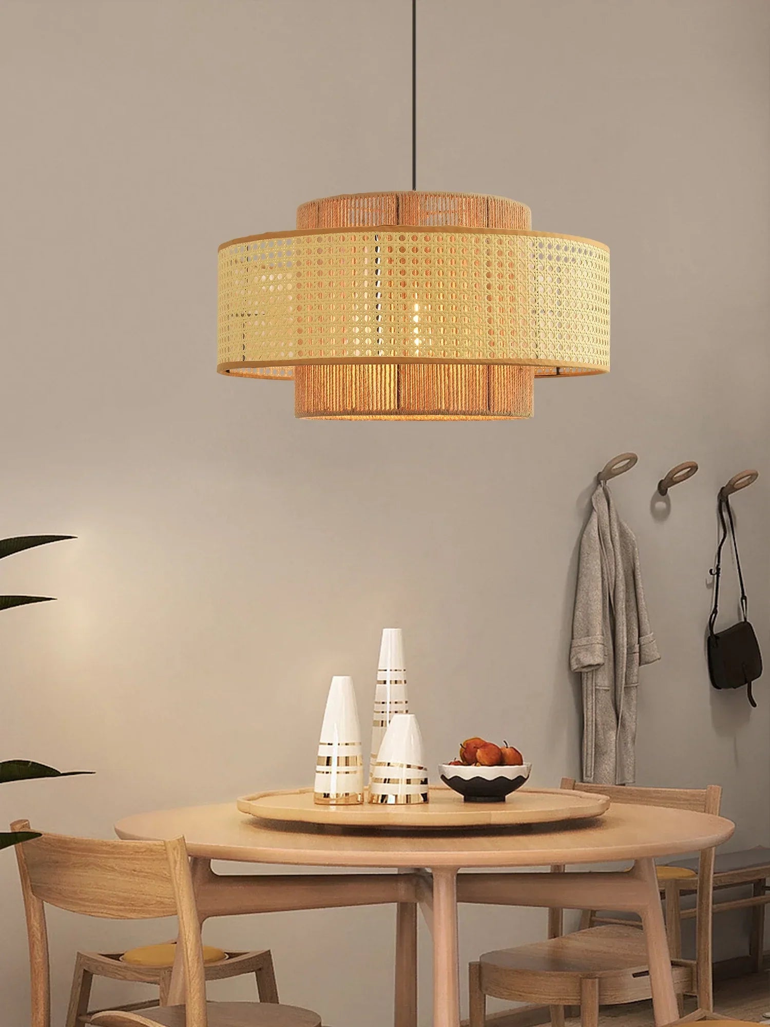 Crigen Concentric Rattan Pendant Light-Neutral Decor
