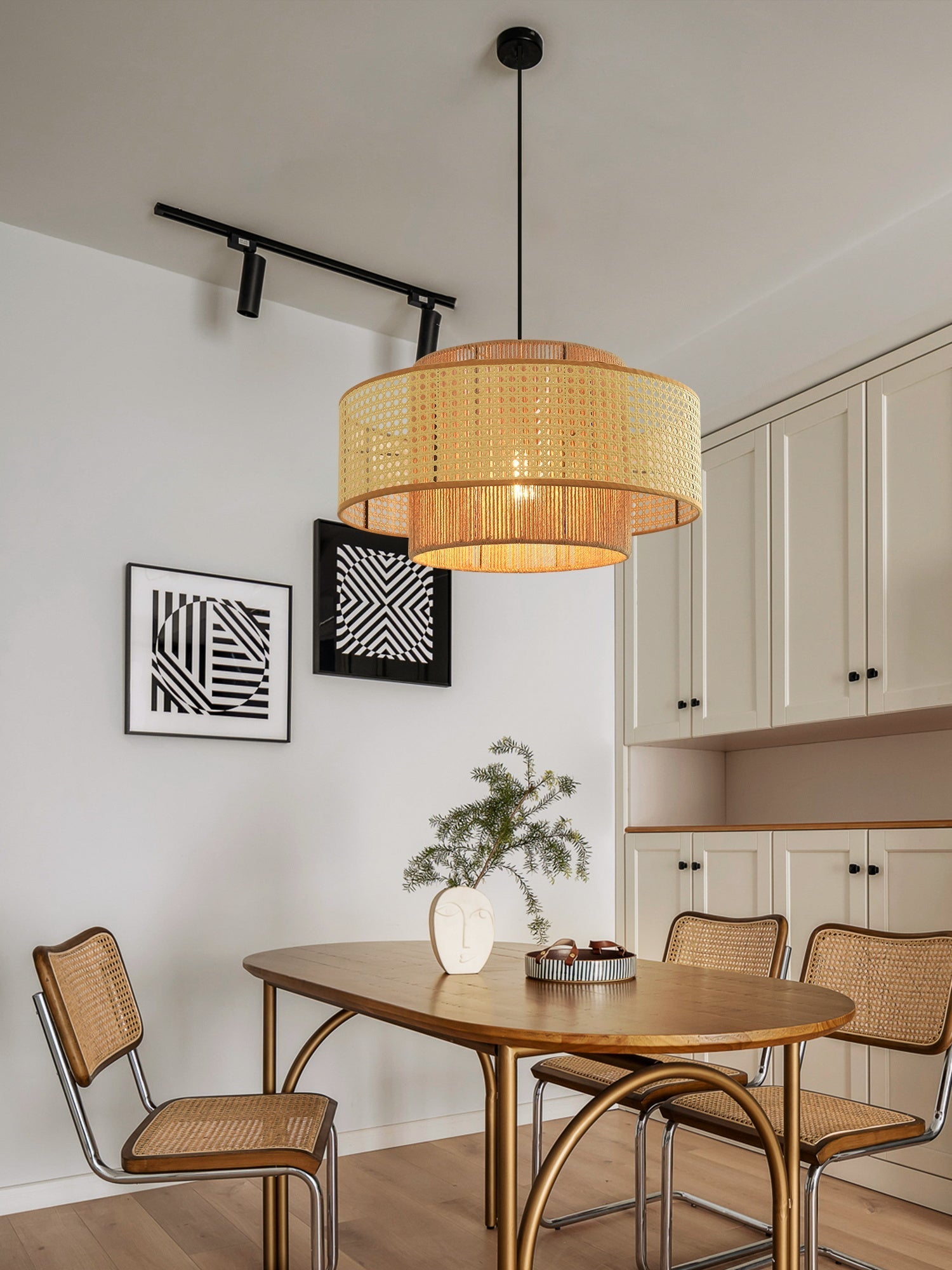 Crigen Concentric Rattan Pendant Light-Neutral Decor