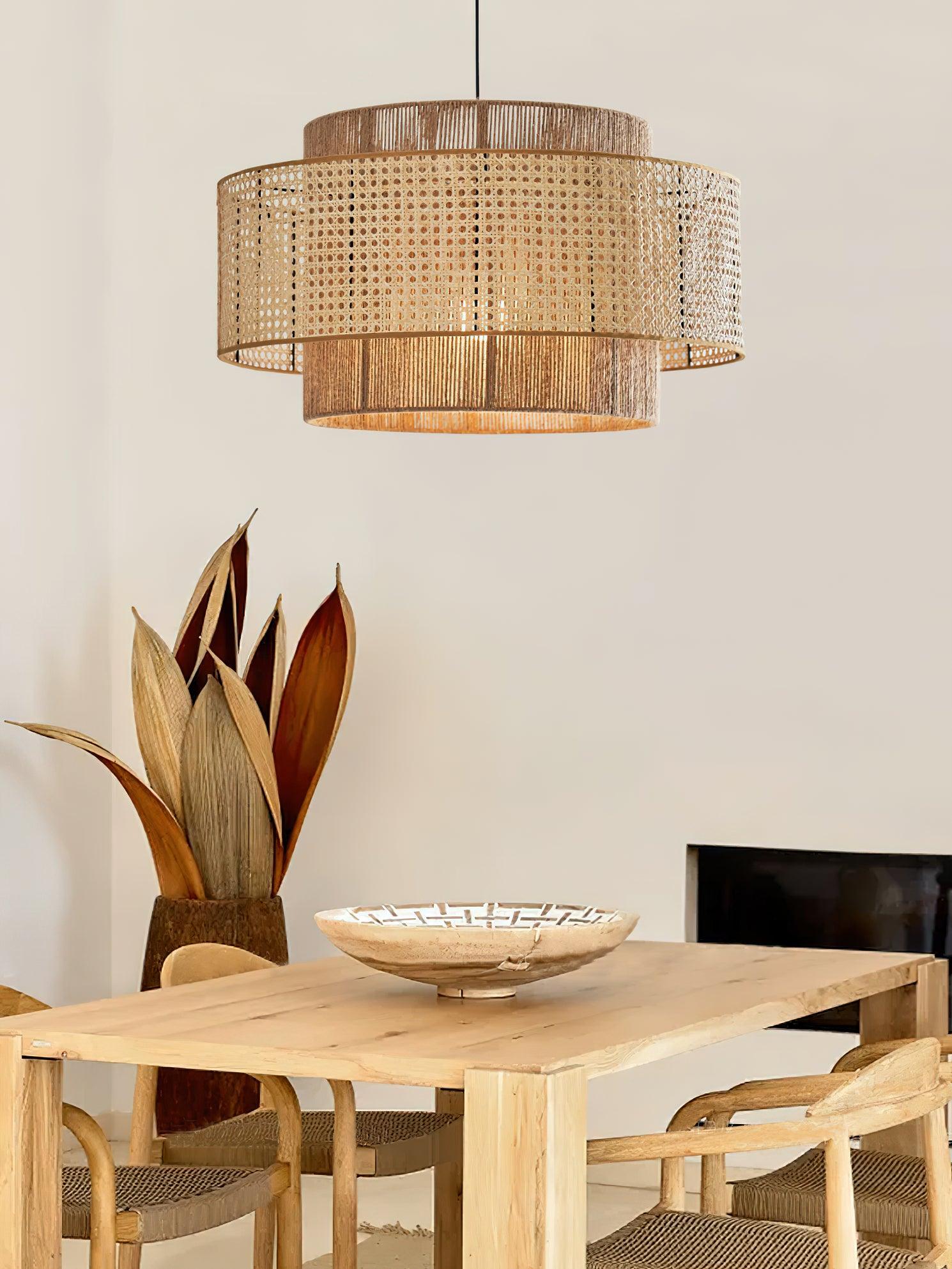 Crigen Concentric Rattan Pendant Light-Neutral Decor