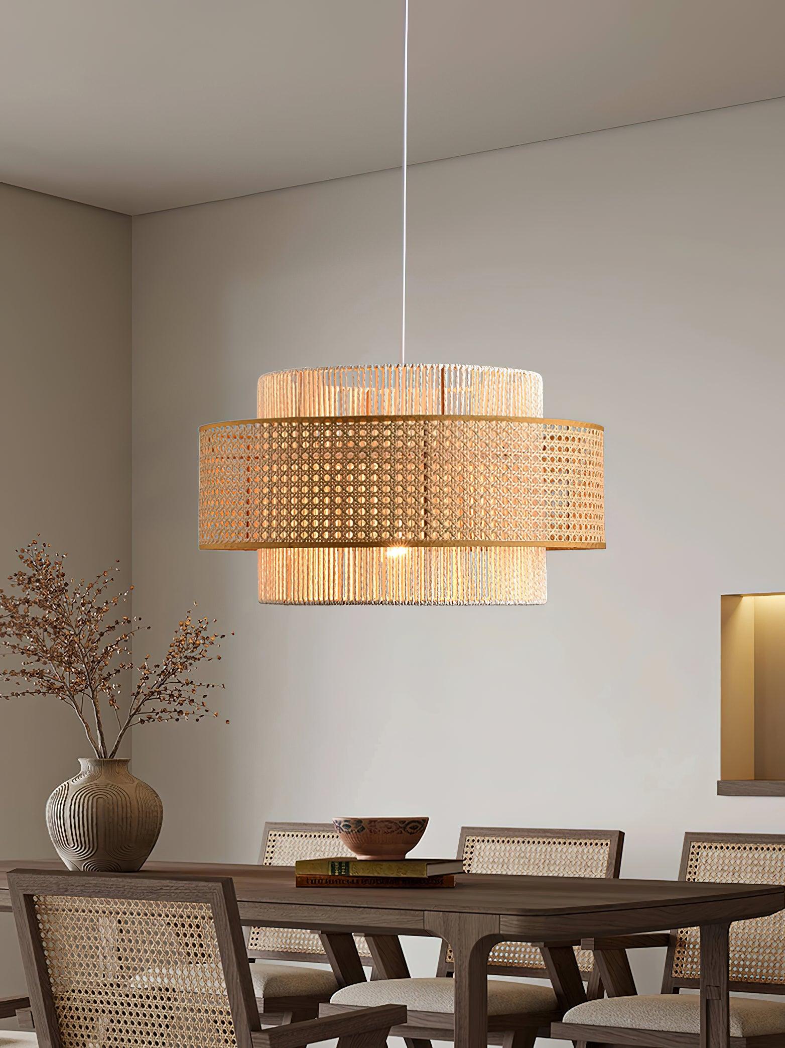 Crigen Concentric Rattan Pendant Light-Neutral Decor