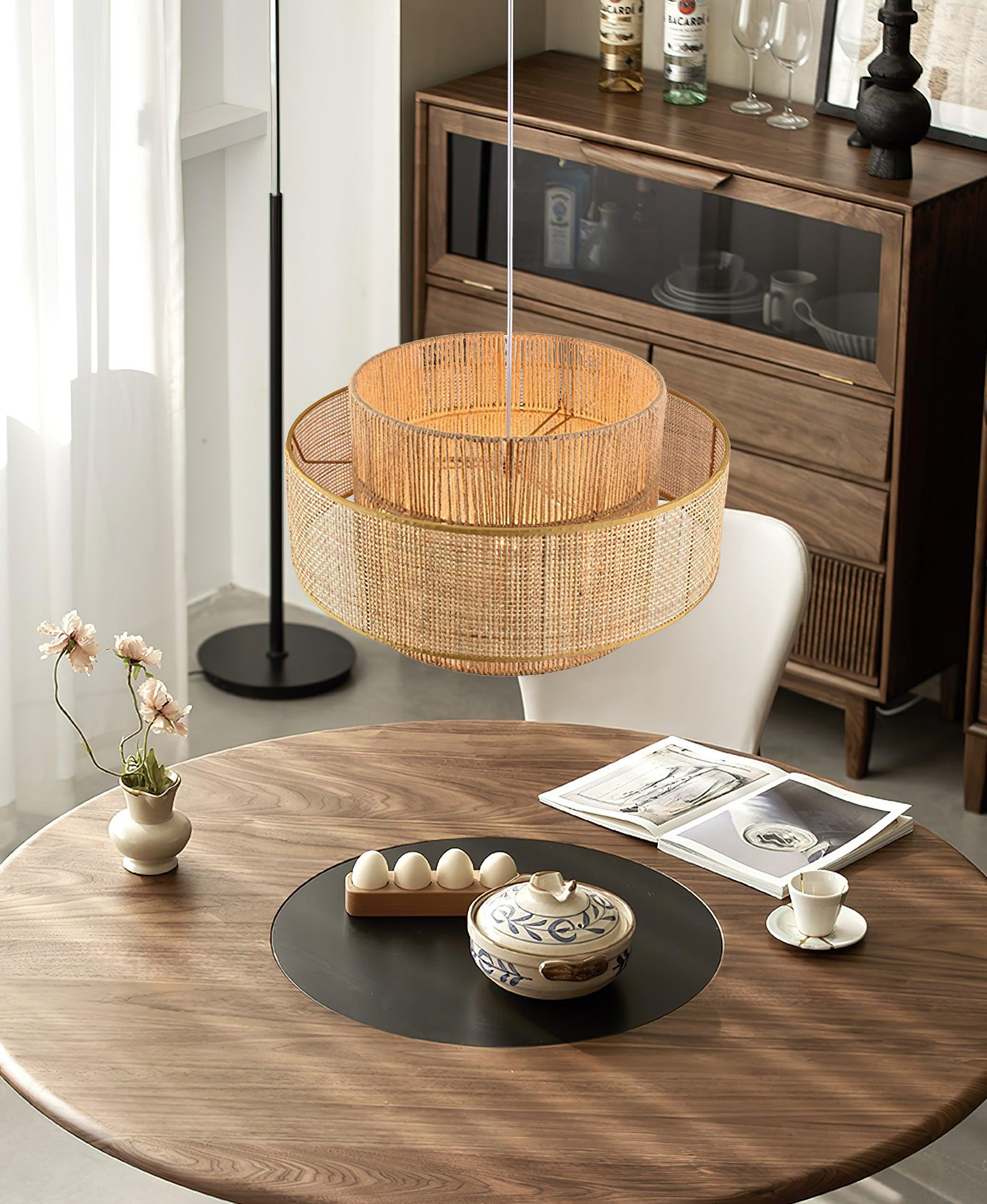 Crigen Concentric Rattan Pendant Light-Neutral Decor