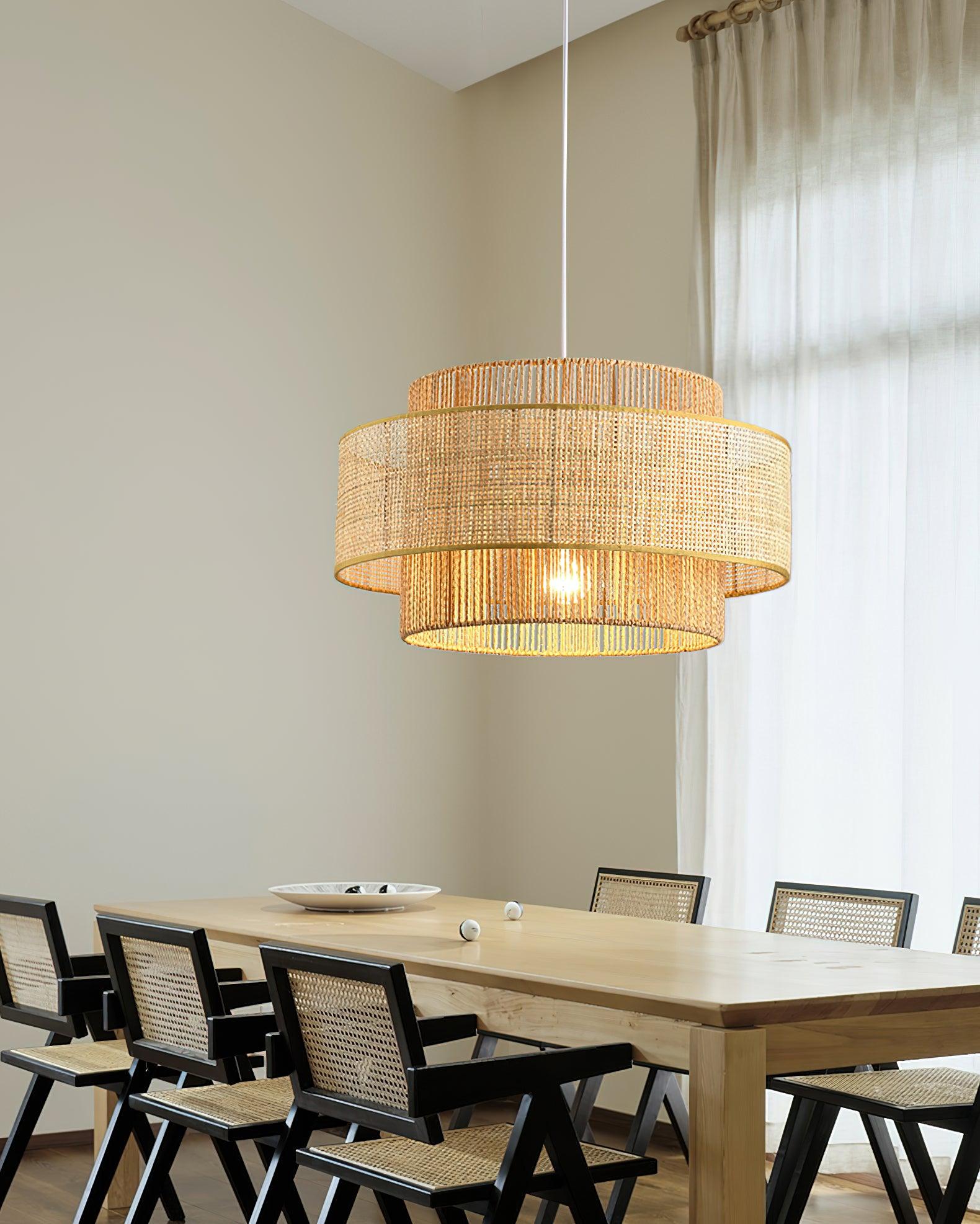Crigen Concentric Rattan Pendant Light-Neutral Decor