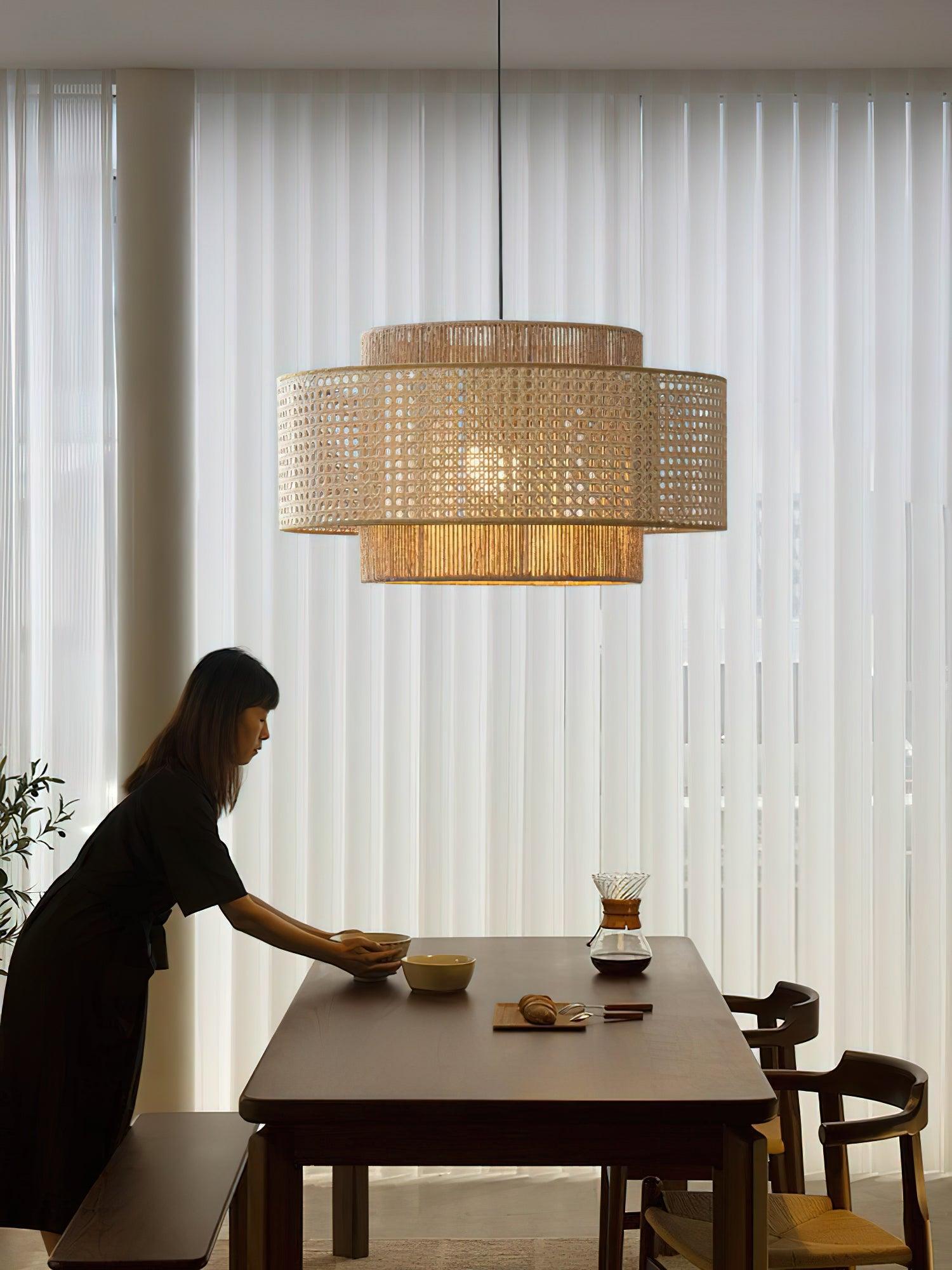 Crigen Concentric Rattan Pendant Light-Neutral Decor