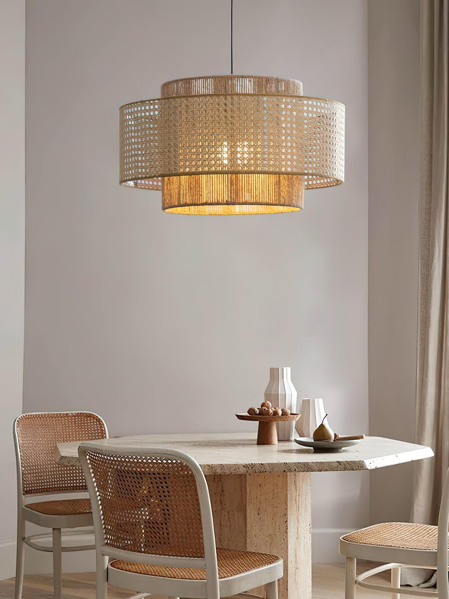 Crigen Concentric Rattan Pendant Light-Neutral Decor